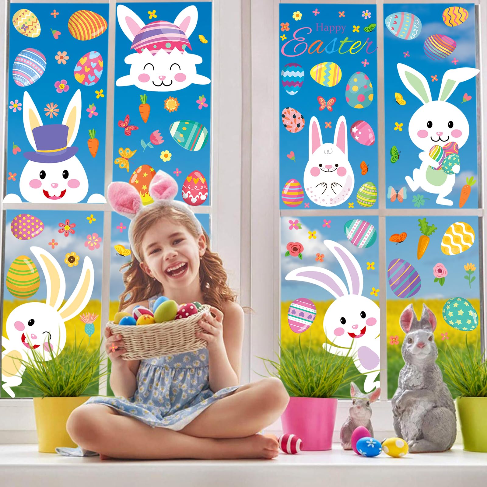 Autocollant Pâques, Goettes Stickers DIY Enfants Otifs Œuf Lapin