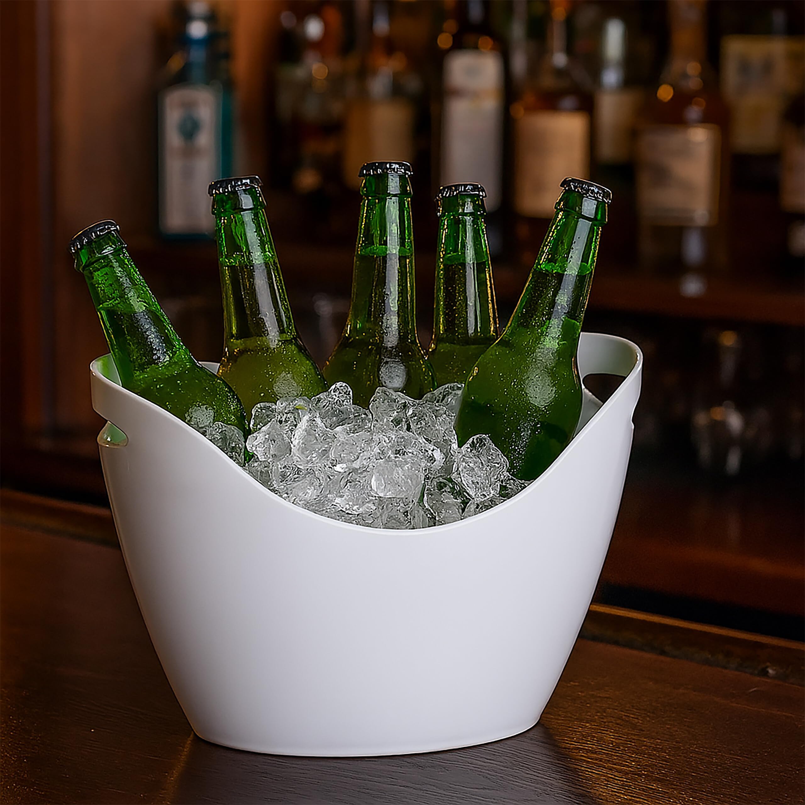 Relaxdays Cubitera para Botellas, 8 L Volumen, Enfriador Bebidas, Champanera, Cava, Vino, 25,5 x 35 x 25,5 cm, Blanco