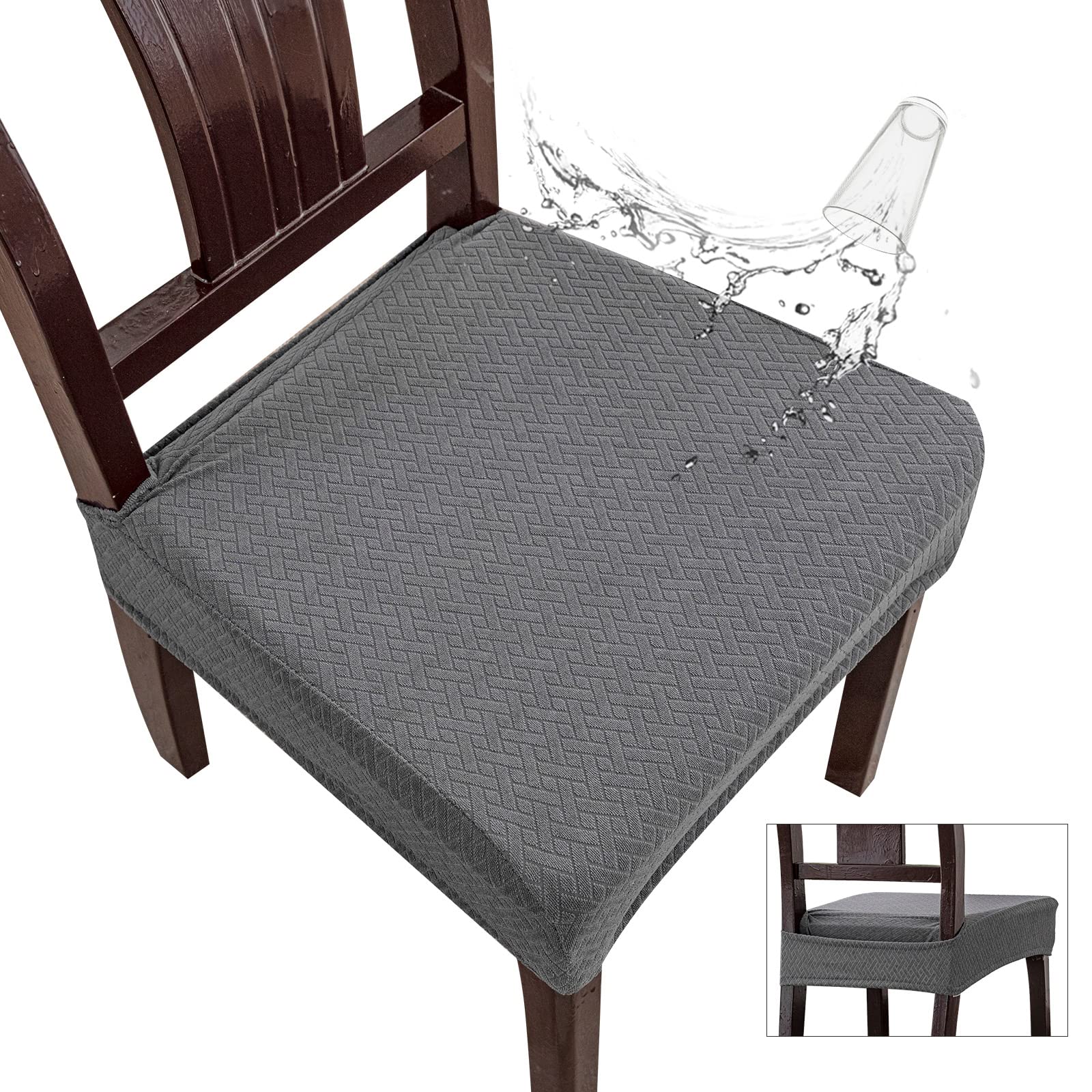 Genina Waterproof Seat Covers for Dining Room Chairs, Rear Covered