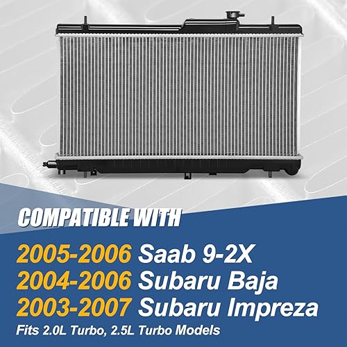 Miniatura 6 de Auto Dynasty DPI 2464 - Radiador de refrigeración de 1 fila de estilo de fábrica compatible con Subaru Impreza Saab 9-2X 2.5L AT MT 2002-2007,