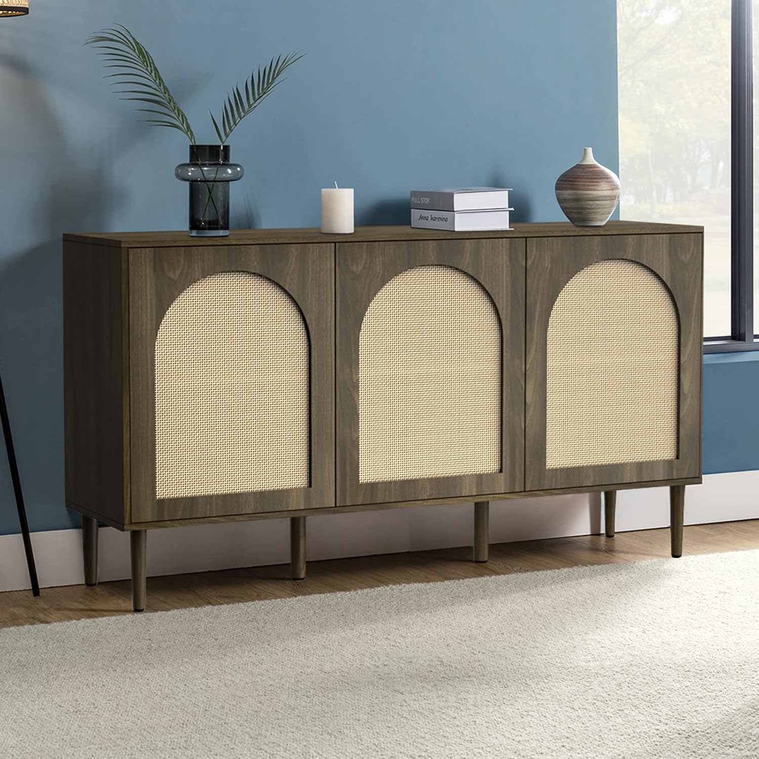 HULALA HOME Farmhouse Boho Sideboard Buffet with 3