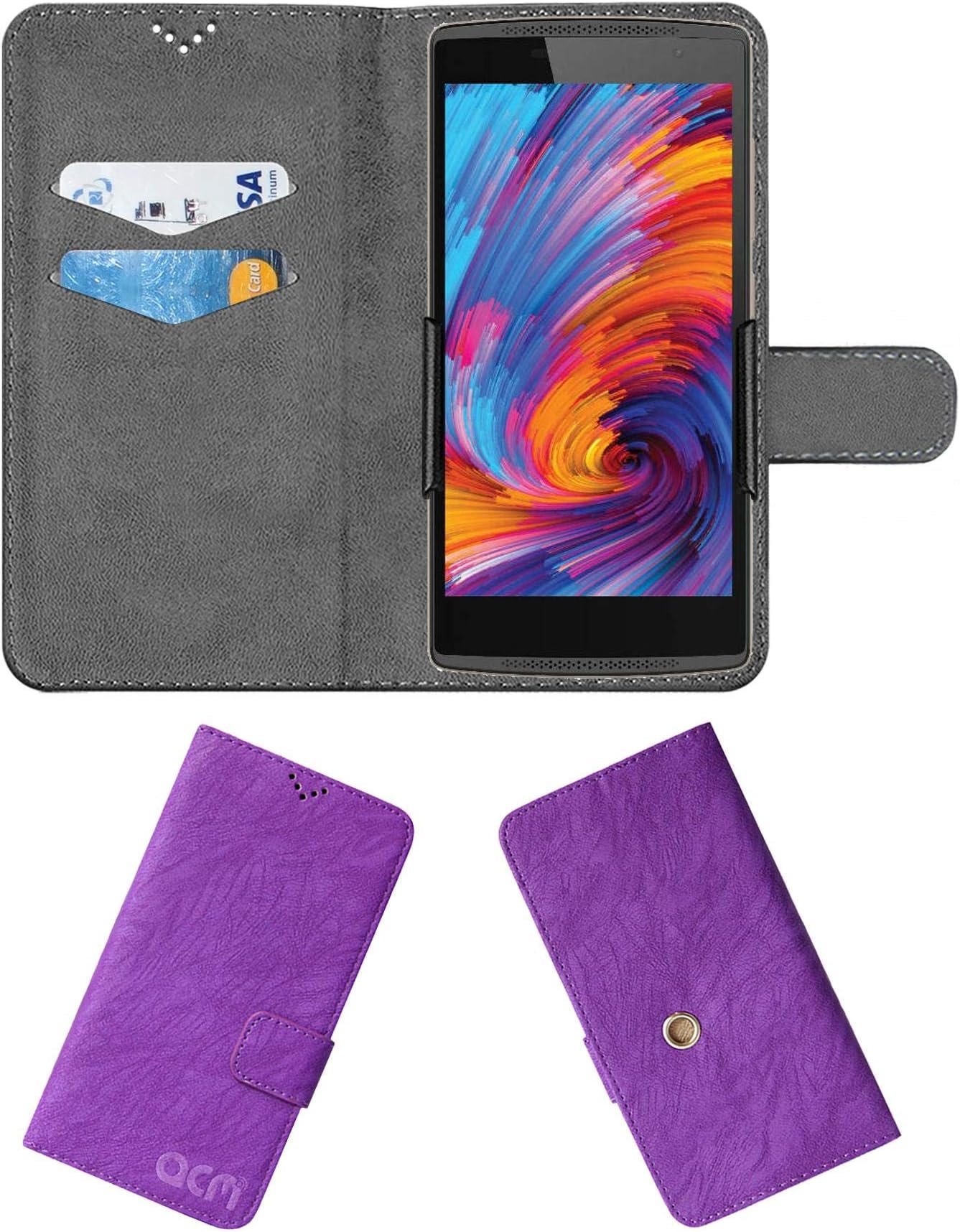 ACM Rotating Clip Flip Case Compatible with Intex Cloud Jewel Mobile Cover Stand Orchid Purple