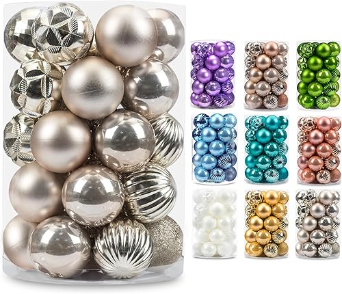 AMS Esferas de Navidad de 2.36 pulgadas2.362 in, 34 unidades, adornos grandes, decoraciones para fiestas, inastillables, colgantes para decoración