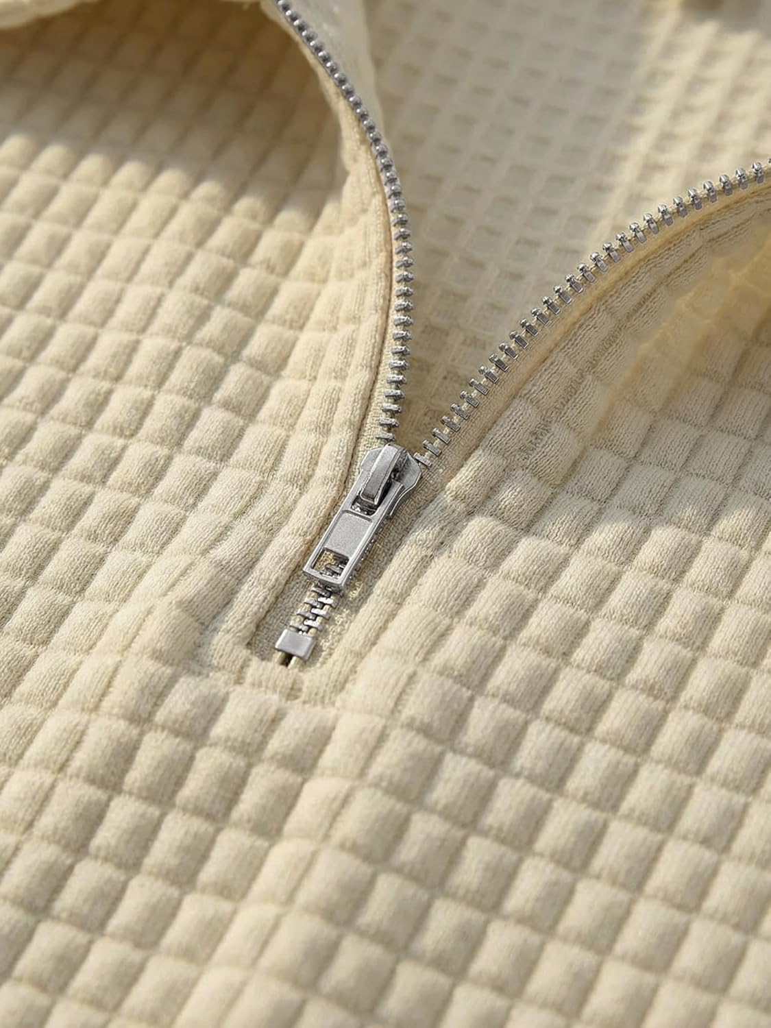 JMIERR Men's 2 Piece Waffle Knit Outfit Half Zip Polo Shirt and Shorts Textured Summer Set - Image 3