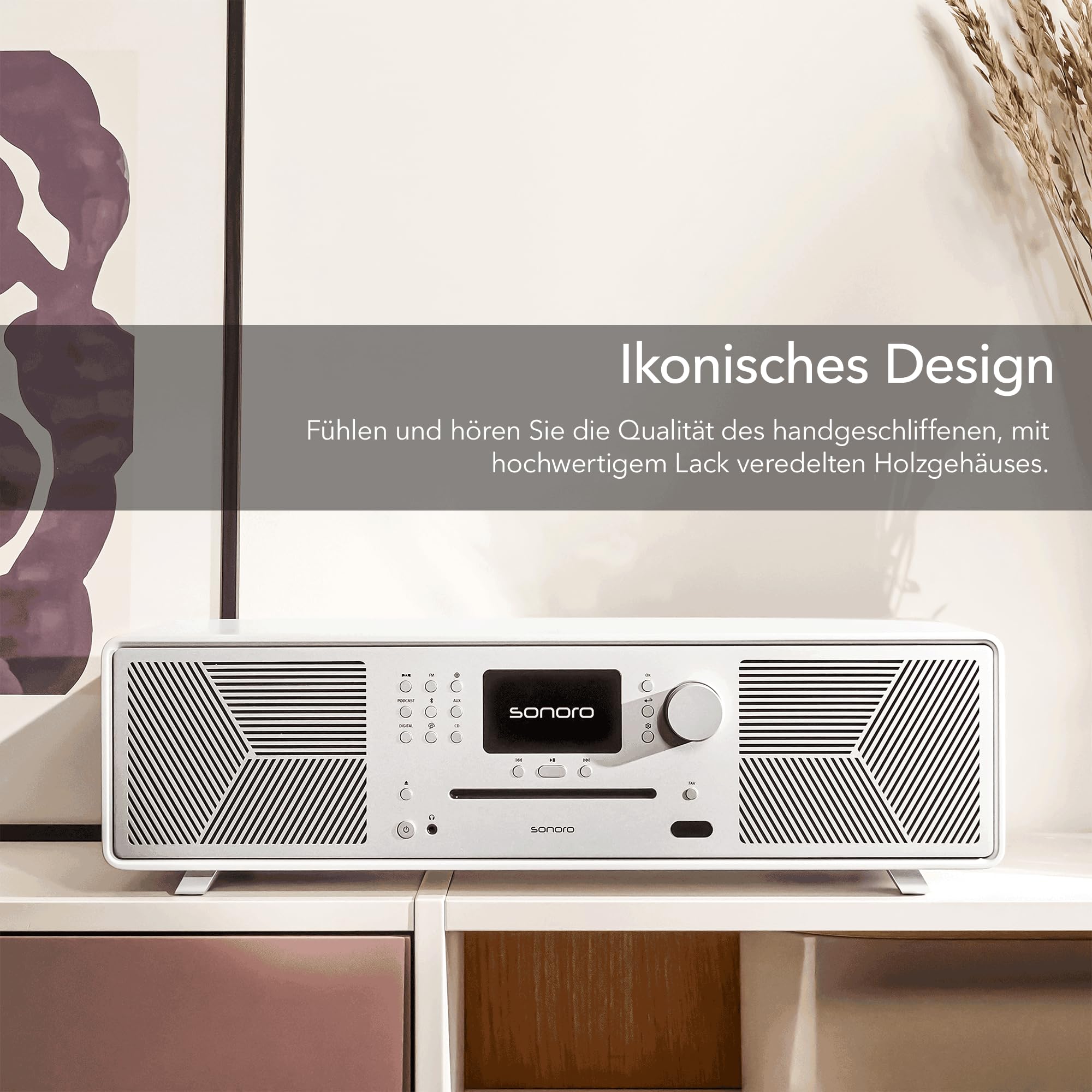 sonoro MEISTERSTÜCK (Gen.2) Kompaktanlage mit CD Player (Airplay, Google Cast, Spotify, FM, DAB+) Matt Weiß