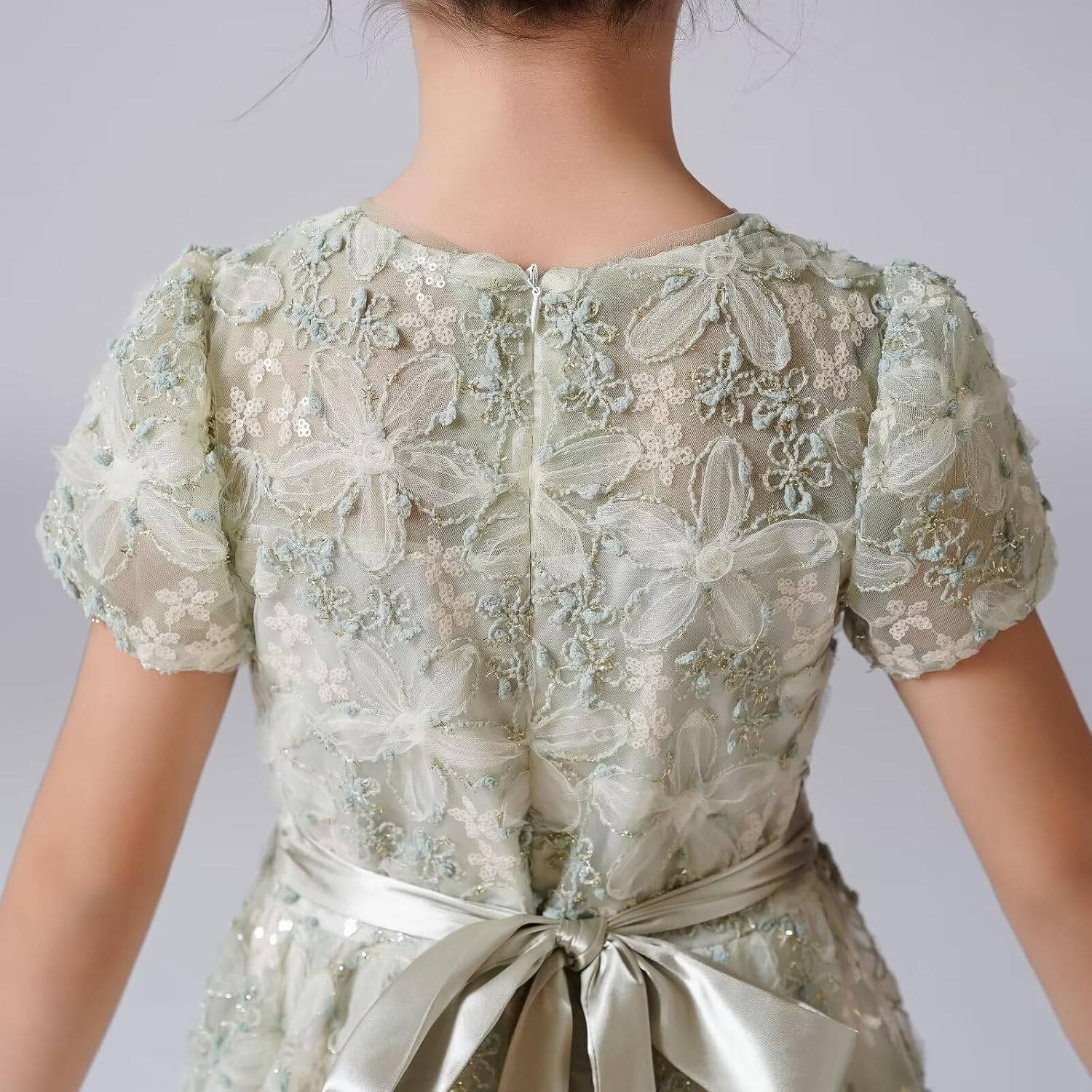 dideyttawl Flower Girls Dress A-Line Floral Junior Bridesmaid 3D Embroidery Lace Appliqued Dress 754 - Image 2