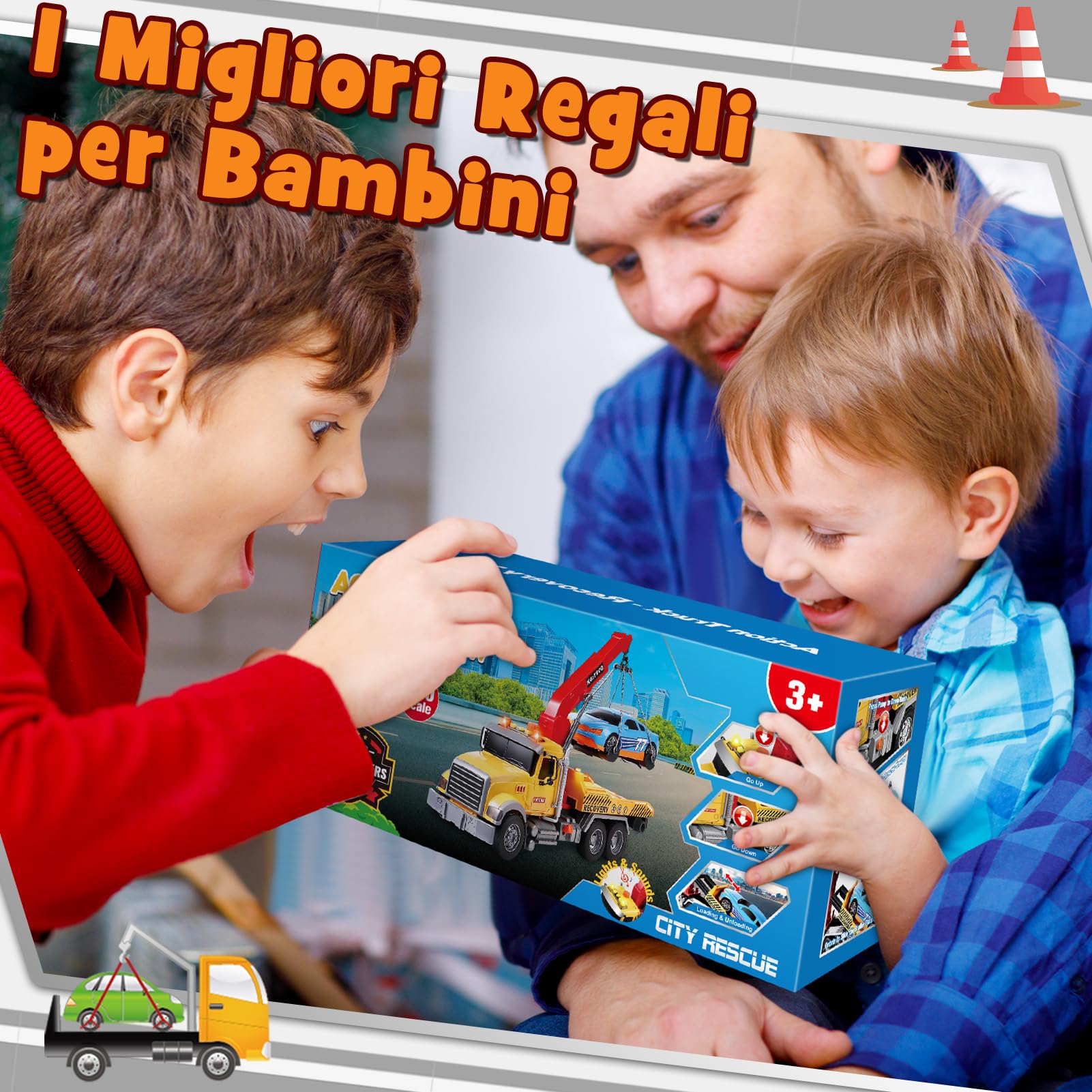 EUCOCO Giocattoli per bambini a partire dai 3 4 5 6 anni, giocattolo da traino a partire dai 3 agli 8 anni, regalo per ragazzi da 3 a 8 anni, giocattolo per il trasporto di auto