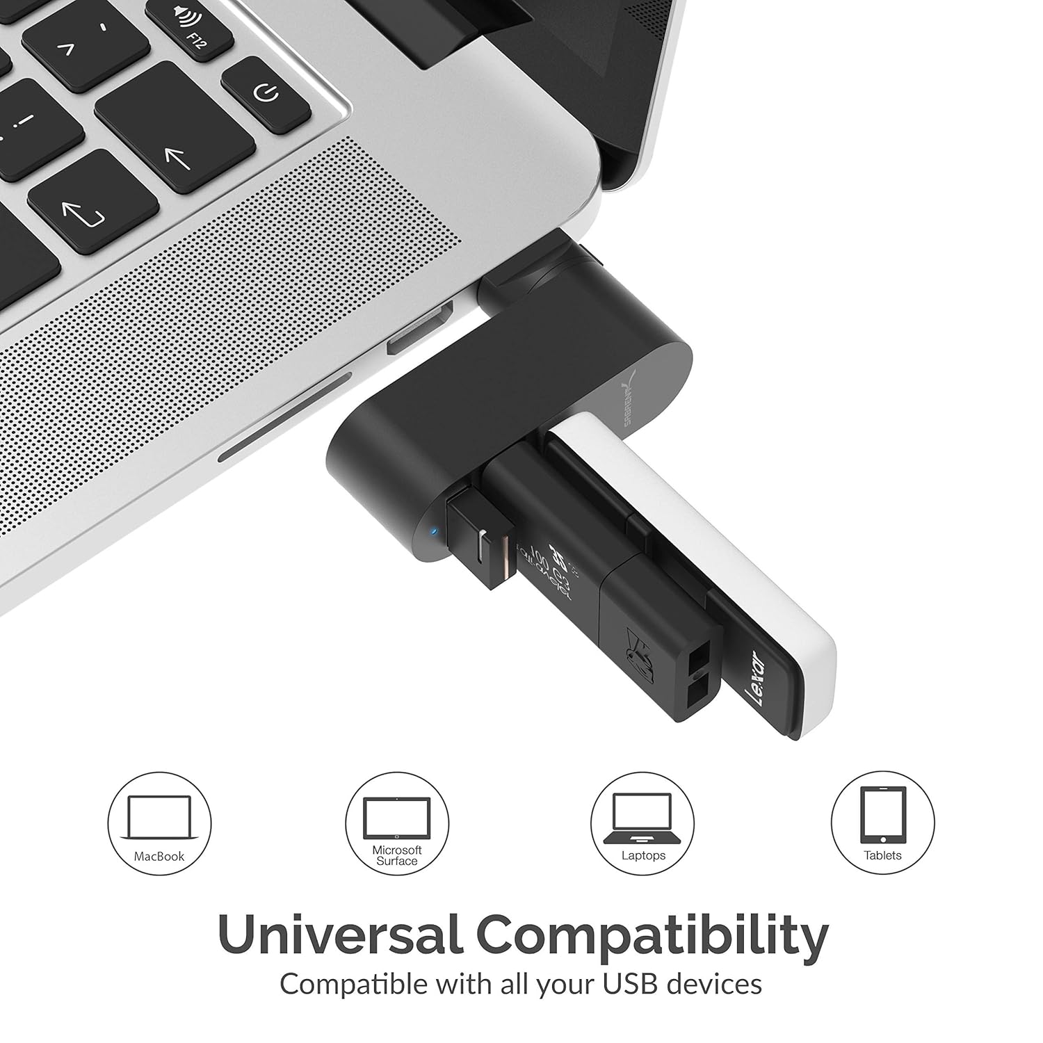 3 Port Aluminum Mini USB 3.0 Hub [90°/180° Degree Rotatable]+ USB 3.0 to SSD/SATA/IDE 2.5/3.5/5.25-INCH Hard Drive Converter with UL Power Supply