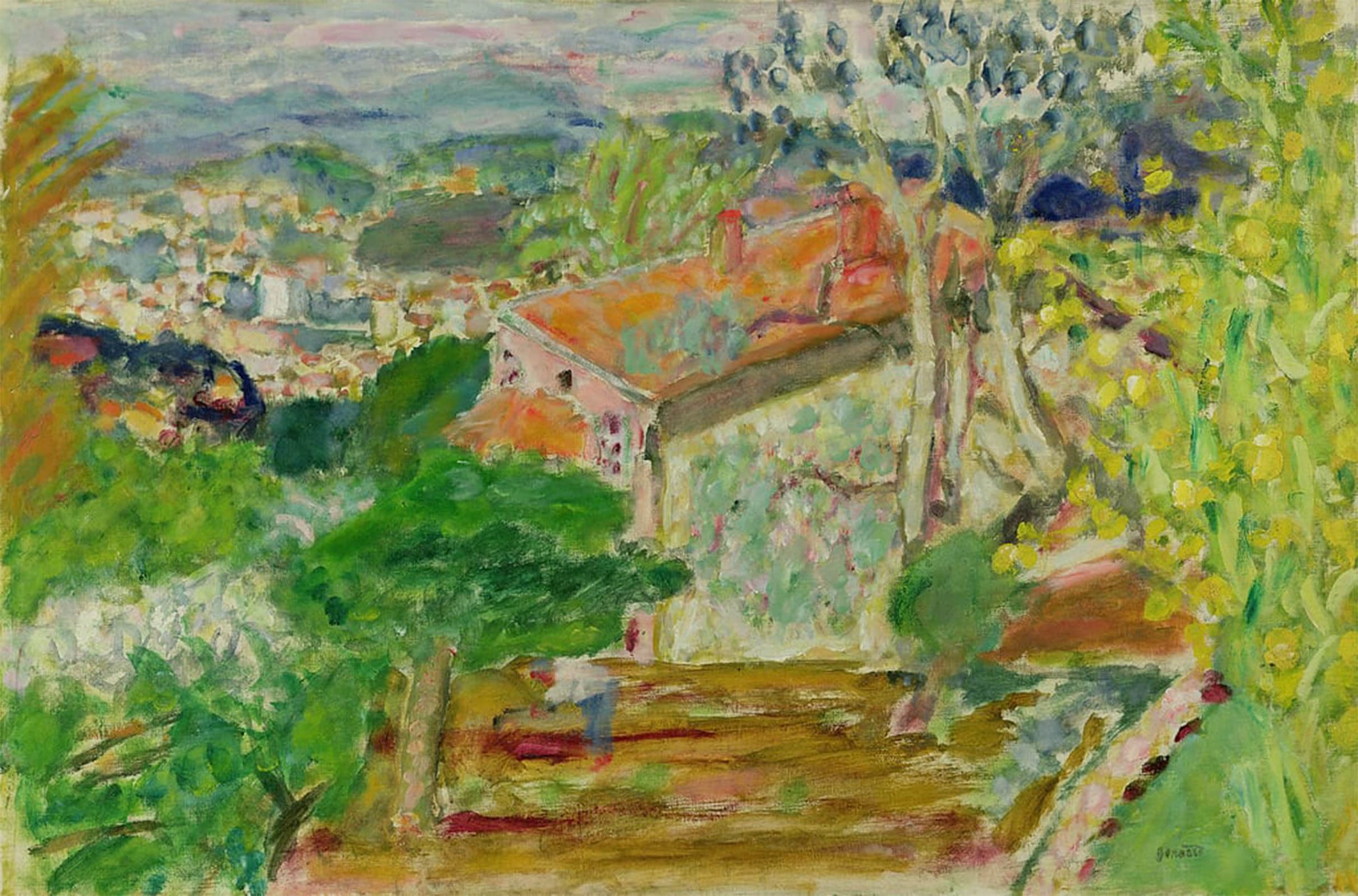 ARTXLXXBN Famous Print Painting Colorful Art Print Landscape with a Red House by Pierre Bonnard Canvas Art Decorations for Home Decor 60x90cm
