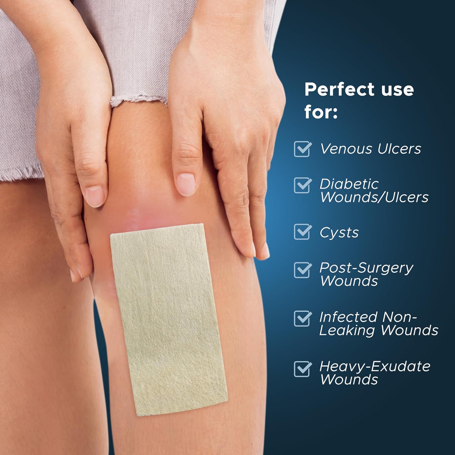 MED PRIDE Silver Calcium Alginate Wound Dressing Pads, Pack of 5, Non Stick, Highly Absorbent, Seaweed Fiber Layers, 20x Absorbency (4'' x 8'')