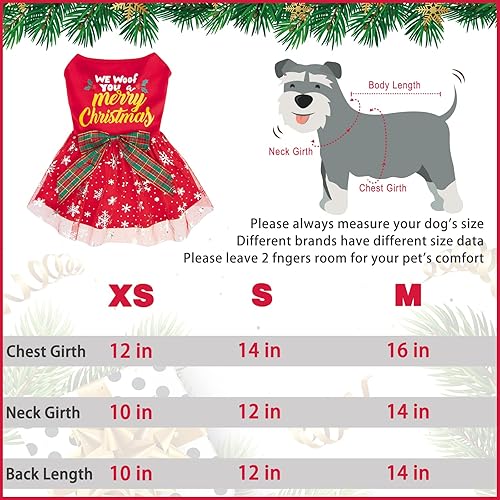 Miniatura 28 de PUPTECK Vestido de Navidad para perro, disfraz de cachorro, ropa para perros pequeños con falda de lazo, pijama Rojo (Navidad)
