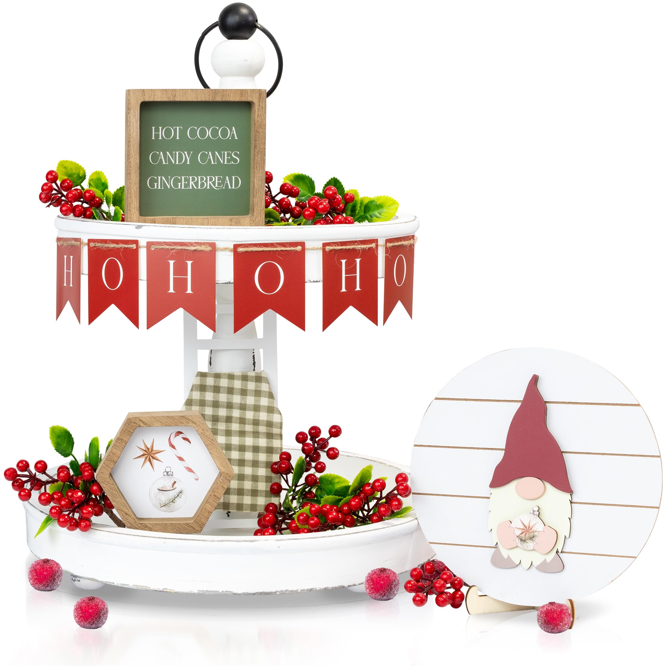 The Ultimate Farmhouse Tiered Tray Decor Set for All Seasons and Holidays - Perfect Christmas Holidays Decoration Bundle Incl. Valentines Day, Fall & More - Centerpiece for Home & Kitchen Decor