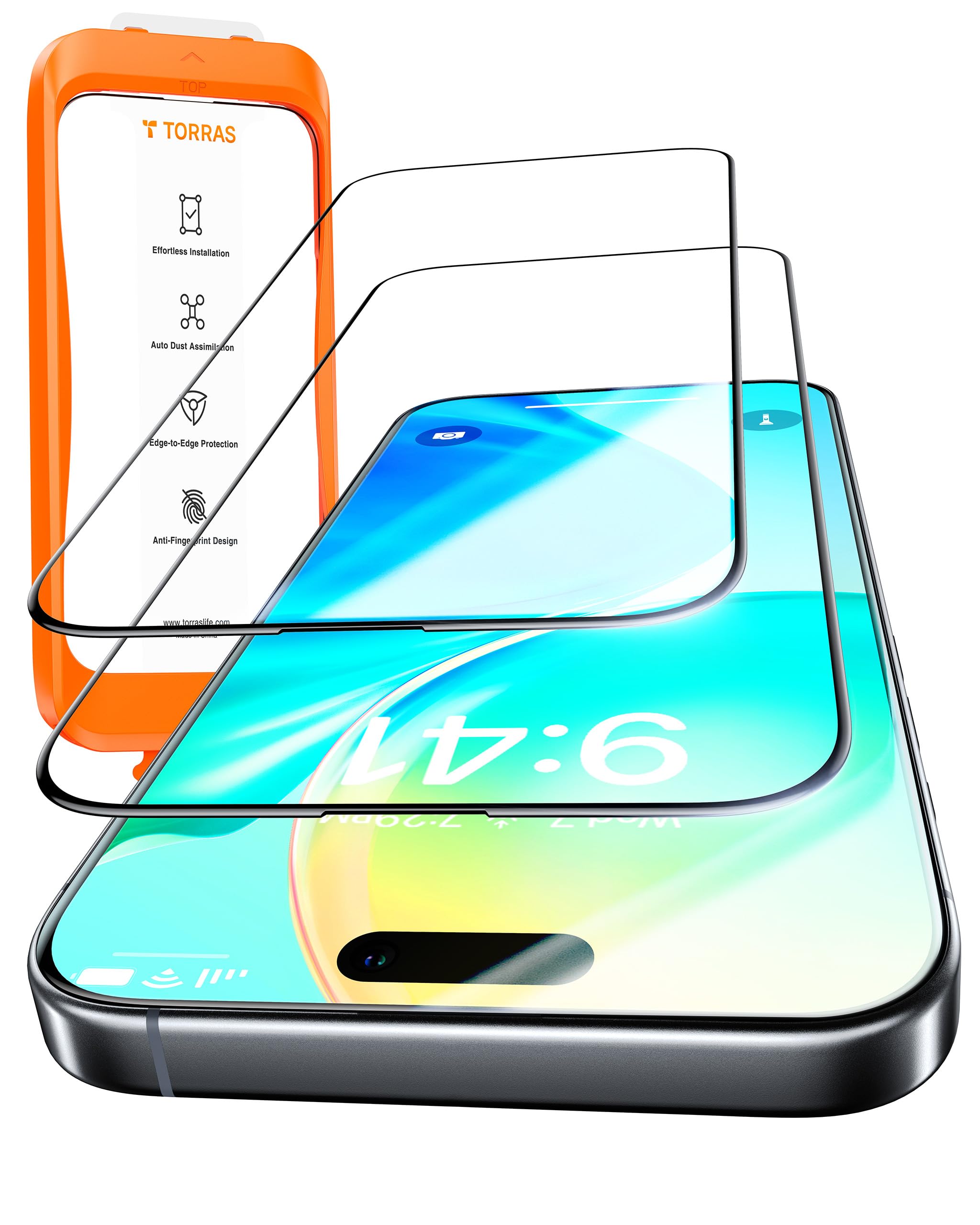 for iPhone 16 Pro Screen Protector UNBREAK TOP 9H+ Glass (Ultra Shatter-Resistance) Screen Protector for iPhone 16 Pro Tempered Glass [Easy Installation] (Longest Durable), 2 Pack