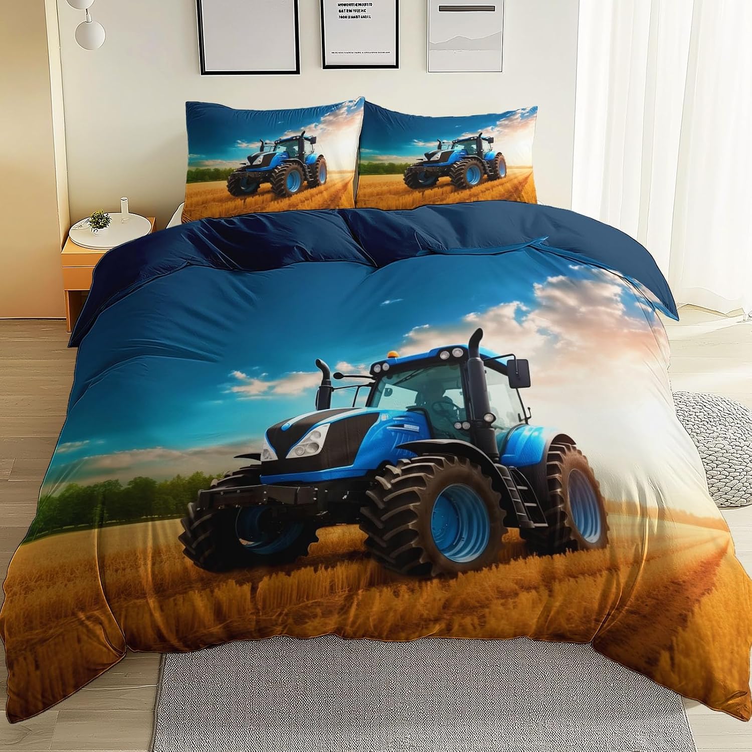 Duvet Cover Twin Size Sets, Sports Cartoon Football Printed Microfiber Bedding Set with Pillow Sham, Green Duvet Cover with Zipper Closure for Kids Man and Woman