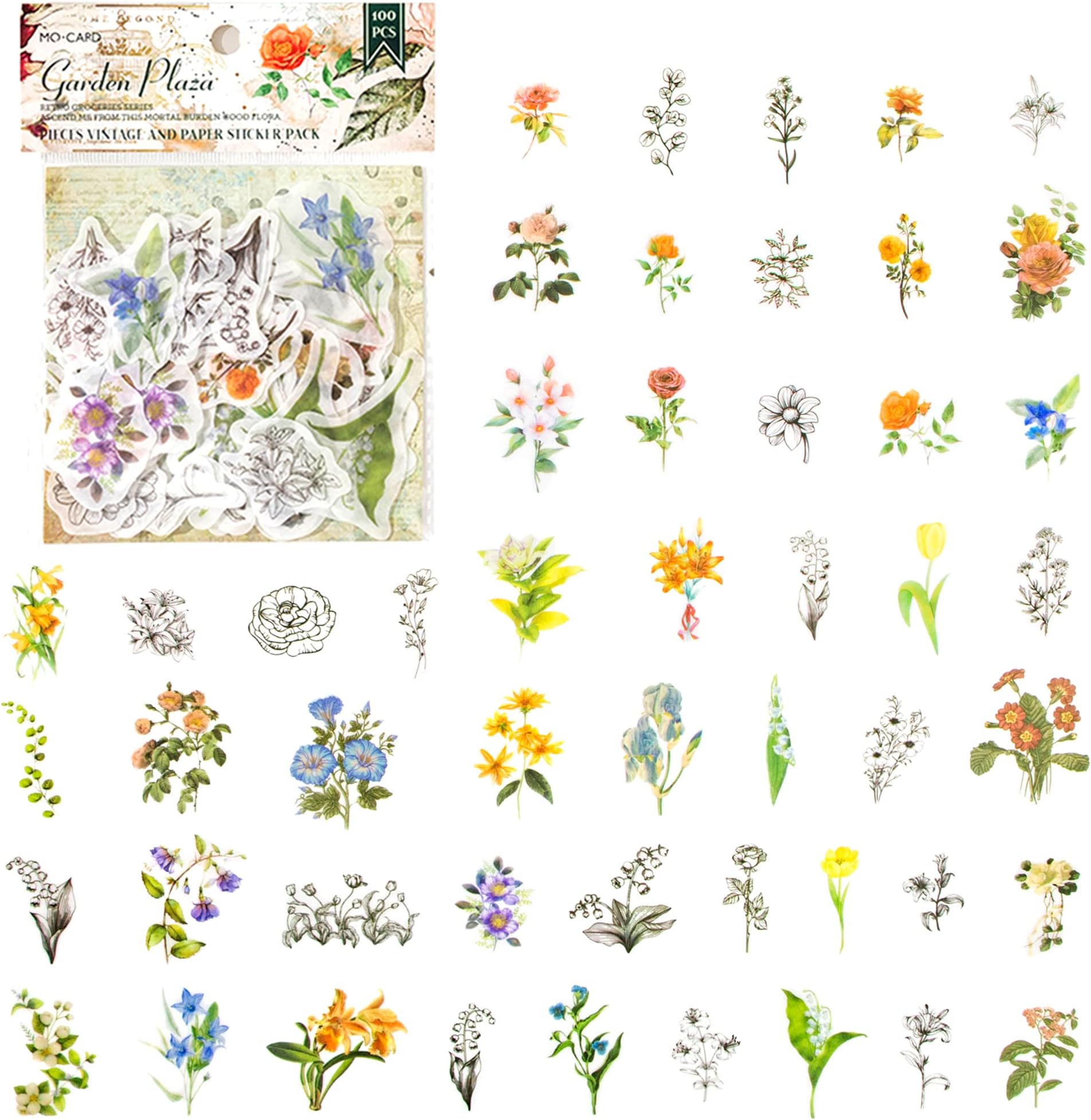 Aromoty Vintage Scrapbook Stickers,100 Pcs Washi Aesthetic Stickers for Adults,Journaling Scrapbooking Bullet Junk Journal Supplies Stationary,Daily Planner,DIY Craft Notebook,Cottagecore Decor Gifts