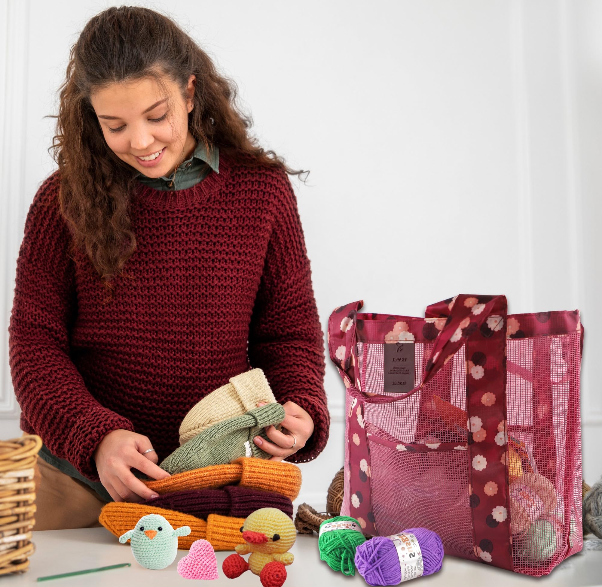 SusggO 95 Piezas Kit Crochet Kit Principiantes Completo Crochet Set Amigurumi – 15 Ovillos Algodon de Leche Agujas Crochet Accesorios Manual y Bolso - Kit Ganchillo Completo DIY