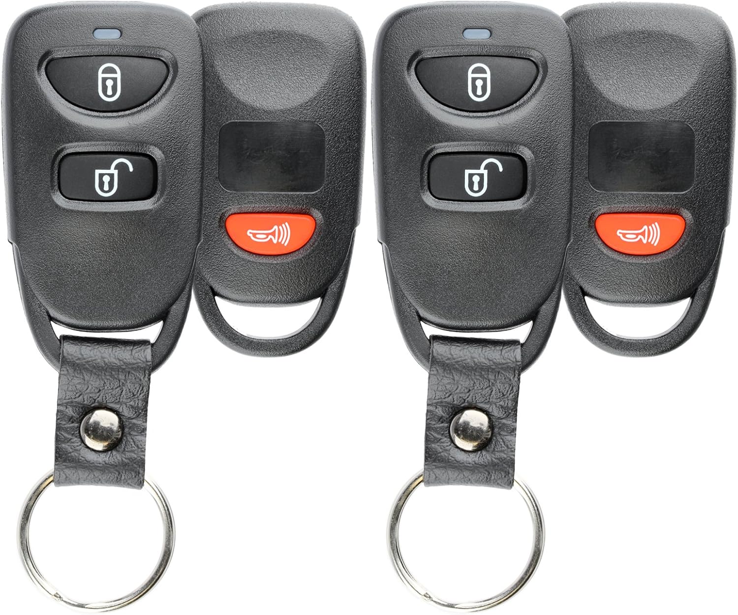 KeylessOption Keyless Remote Key Fob Case Shell Button Pad Cover with Leather Strap for Hyundai Kia (Pack of 2)