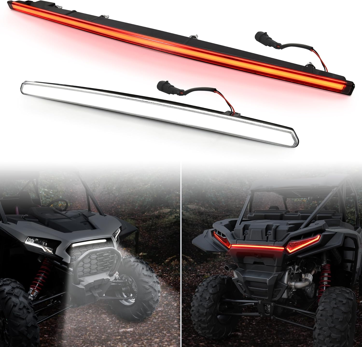 SAUTVS Accent Light Kit for RZR XP 1000 2024+, Front LED Grille Accent Signature Light and Black Rear Center Accent Lamp Taillight for Polaris RZR XP/XP4 1000 2024 2025 Accessories(2PCS, #2889539)