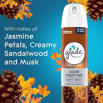 Glade Air Freshener Room Spray, Cashmere Woods Scent, Odor Fighting to Deliver Long Lasting Freshness, 8 Oz, 2 Count