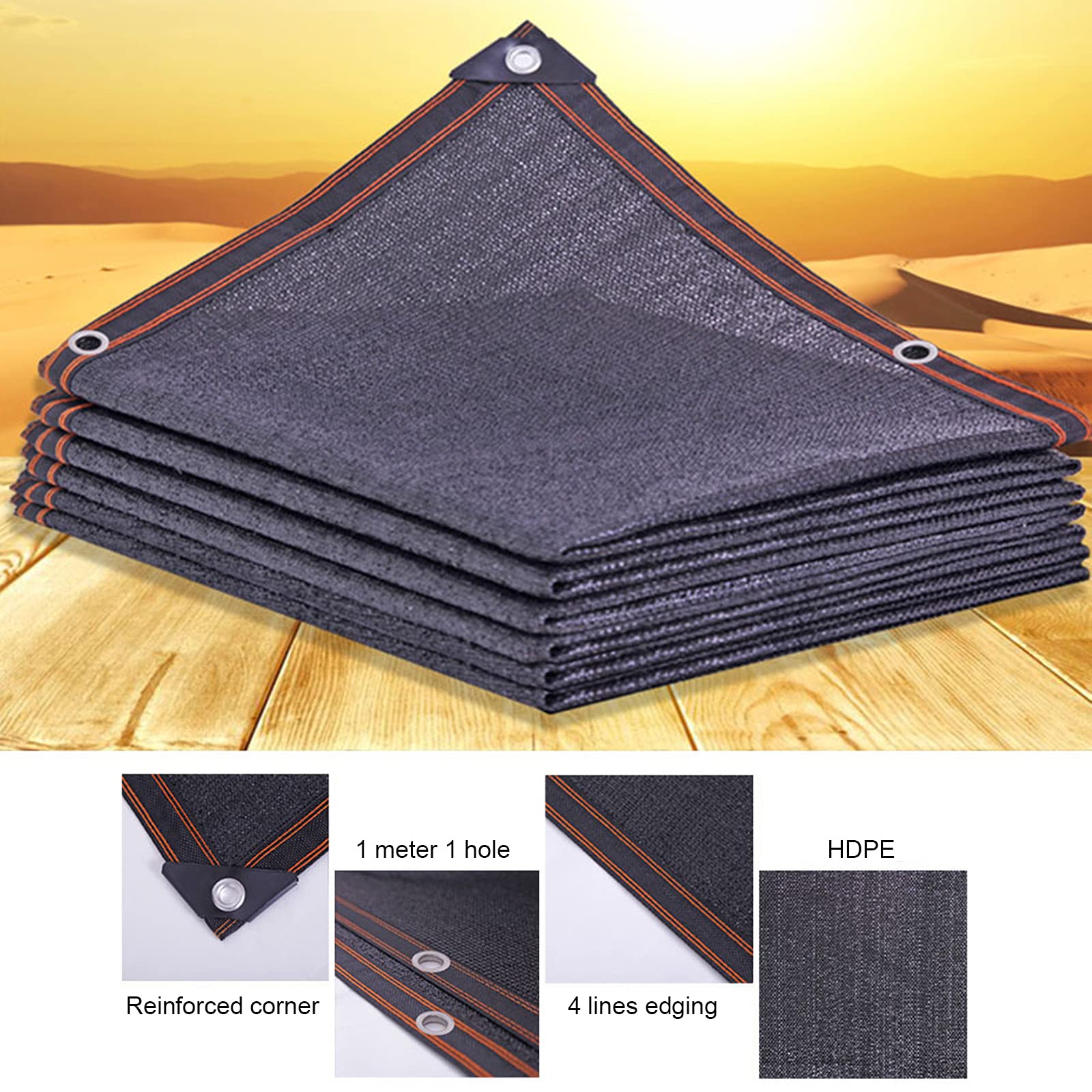 Water Permeable 80% UV Resistant Shade Cloth,6-Pin Encryption Sun Shade Sail,Black Breathable Shade Netting,Shade Mesh Tarp for Garden Plants Outdoor Car Roof Balconies (3x4m/9.8x13ft)