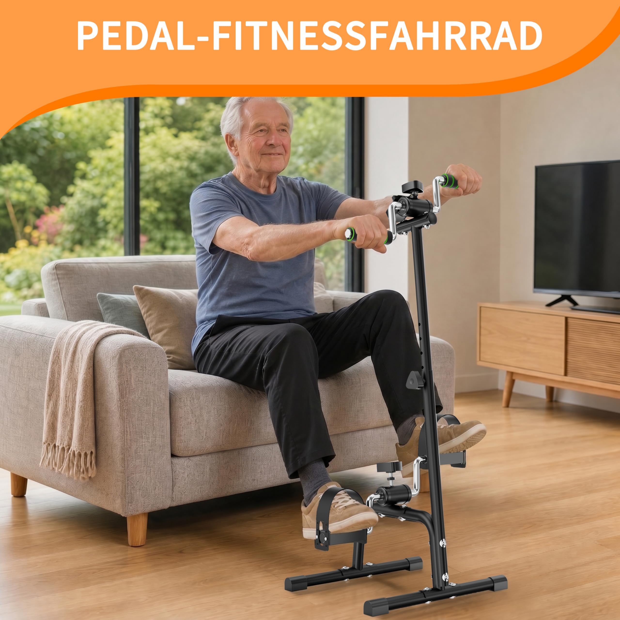 Heimtrainer Fahrrad, Reha-Heimtrainer für Senioren mit LCD-Display, Kompaktes Hand- und Fußtrainingsgerät für Physiotherapie und Fitness zu Hause