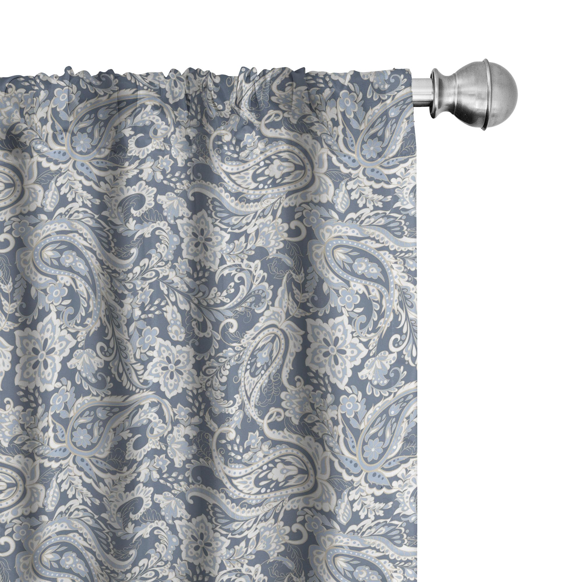 Ambesonne Paisley Curtains, Vintage Monochrome Folkloric Floral Art, Window Treatments 2 Panel Set for Living Room Bedroom, Pair of - 28" x 84", Blue