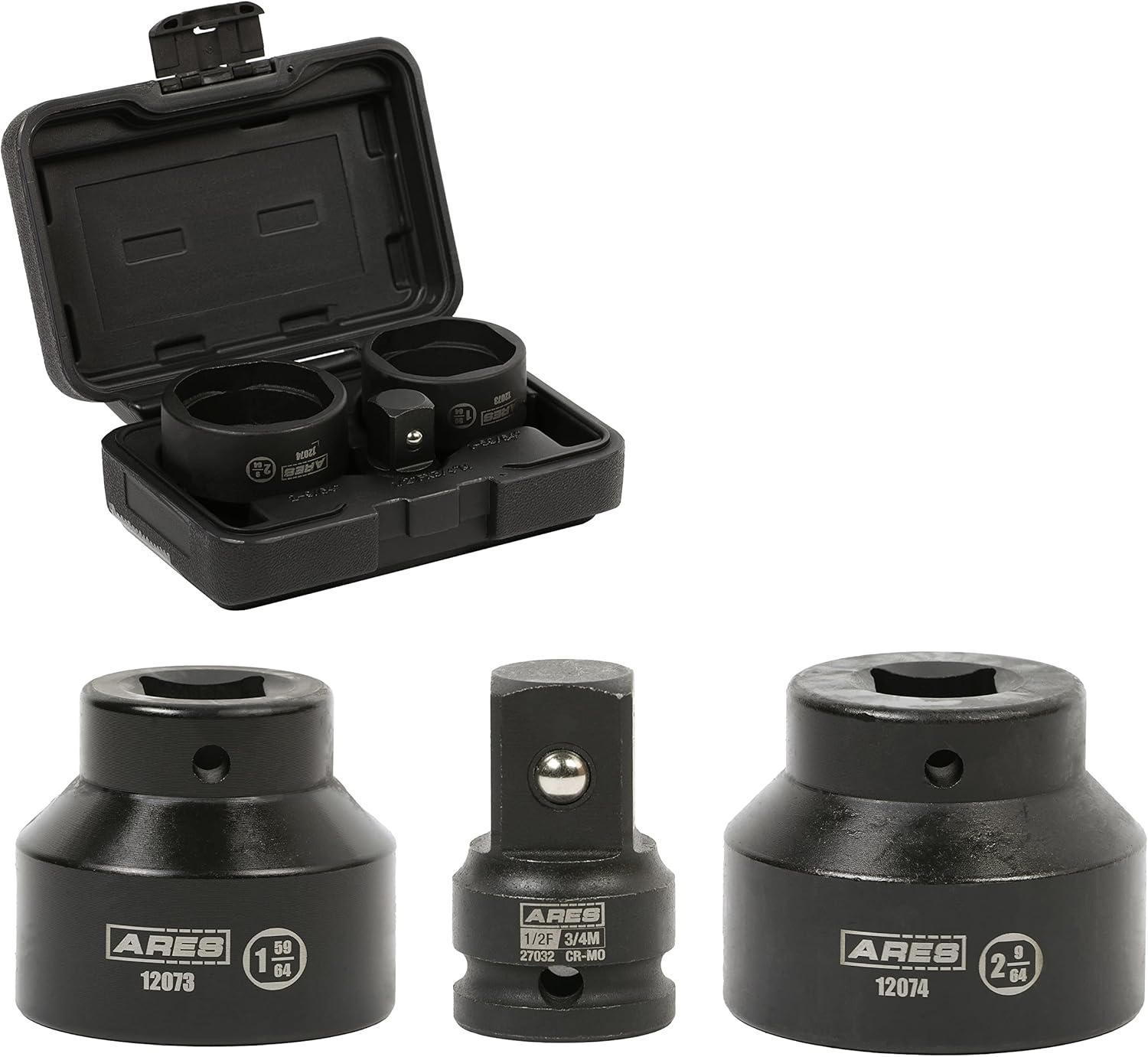 ARES 12111 – 3-Piece Ball Joint Socket Set Compatible With Chrysler – 3/4-Inch Drive Sockets Easily Remove and Install Upper and Lower Ball Joints – Compatible with Chrysler Mid-Size RWD Vehicles