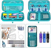Vista 2 de Funda rígida para calculadora gráfica de color Texas Instruments TI-84 Plus CETI-84 PlusTI-83 Plus CECasio fx-9750GIII, soporte de almacenamiento