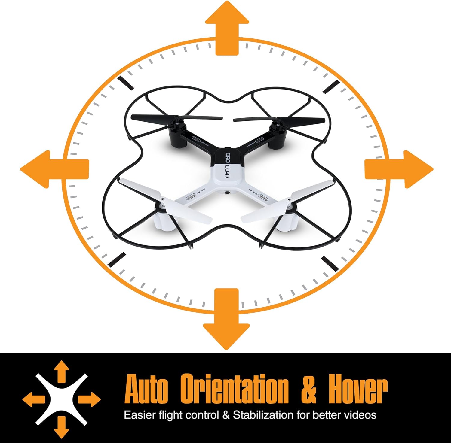 SHARPER IMAGE DRO-004 Lunar Drone with Smartphone Viewing, Virtual Reality Platinum Series, 2.4GHz HD Streaming Video, 720p RC Quadcopter, Autopilot System – White/Black