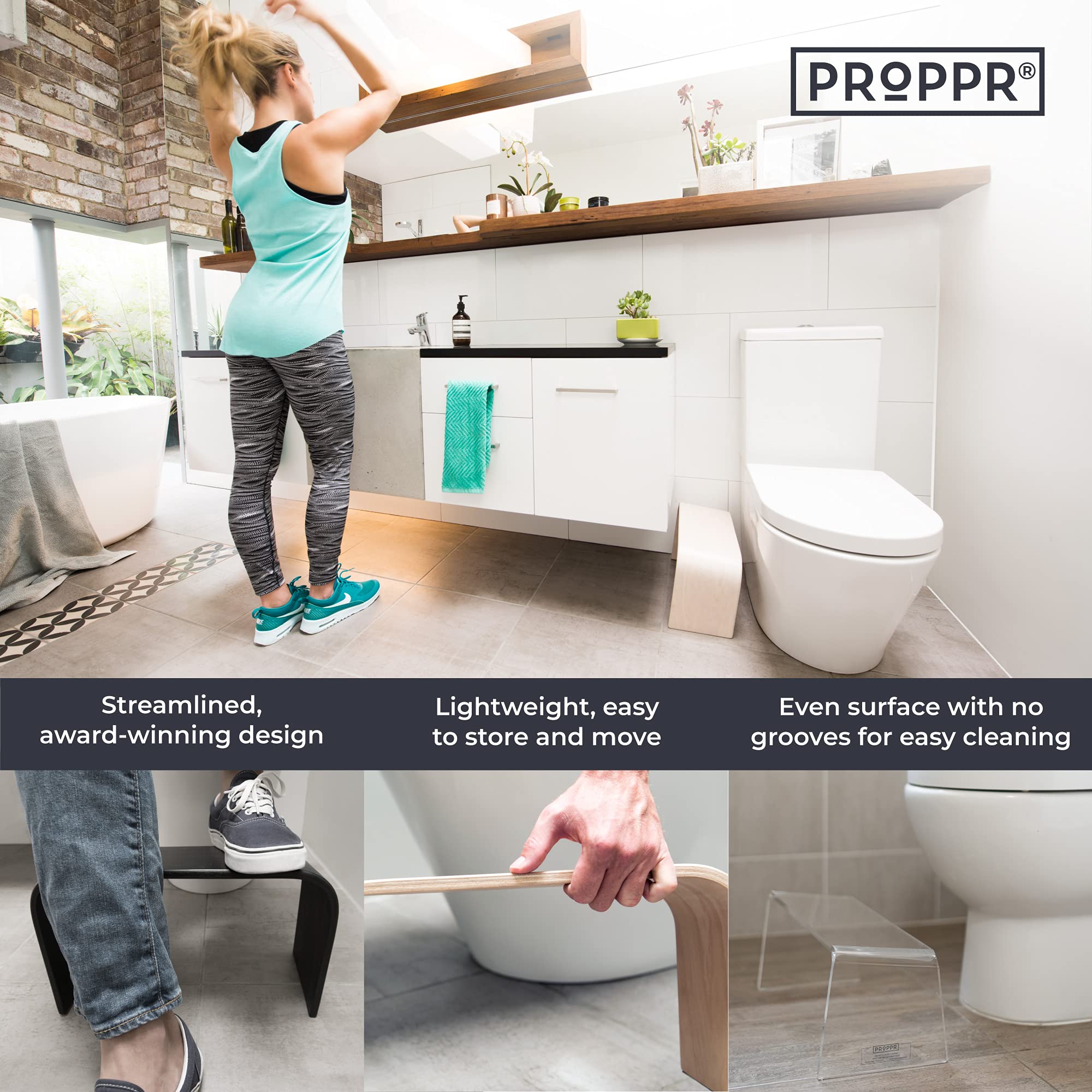 Amazon.com: Adult Squatting Toilet Stool. PROPPR Bathroom Poop Stool with  an Blackwash Wooden Stool - Adds Neutral and Natural Timber Warmth to Any  Bathroom : Health & Household