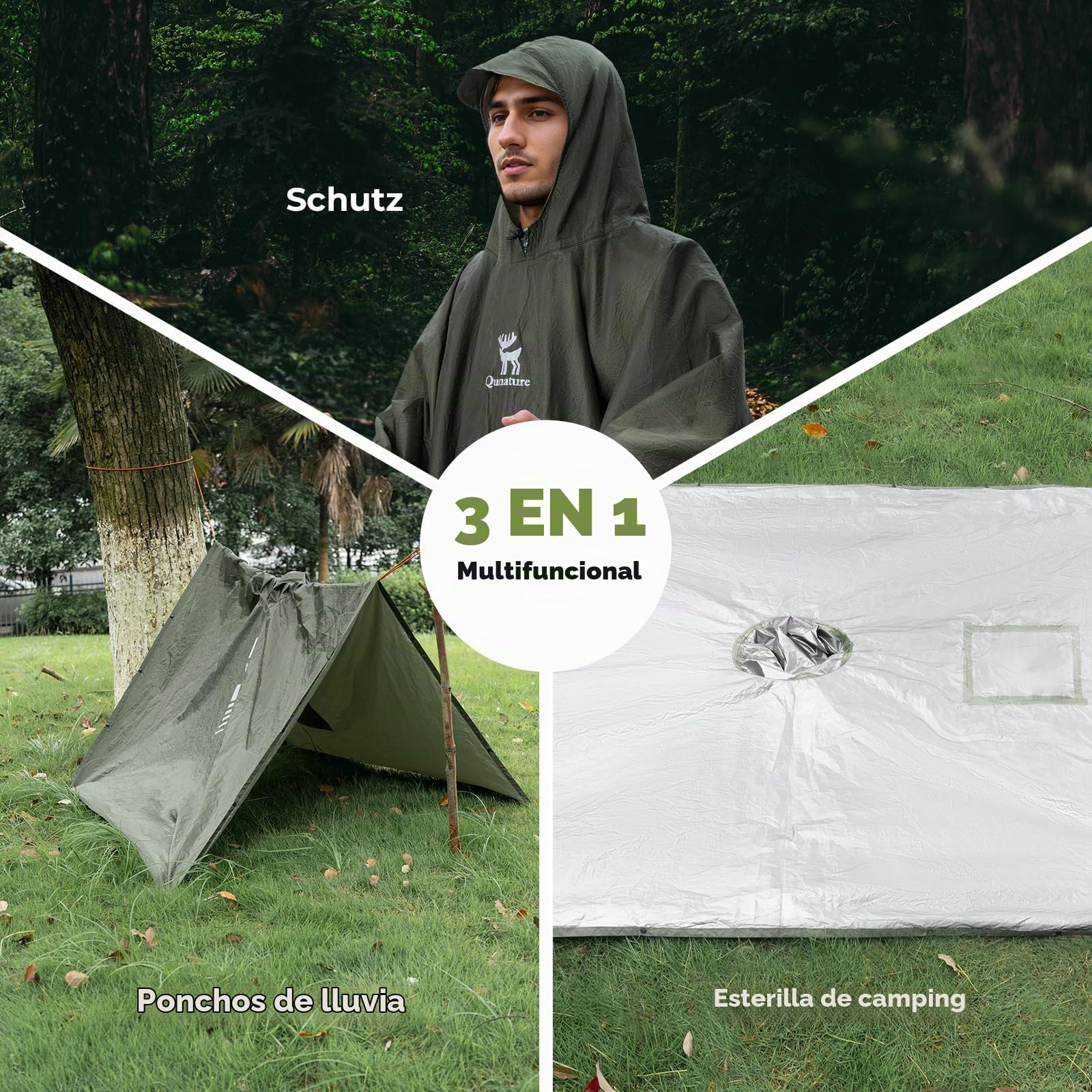 Poncho de Lluvia Transpirable Impermeable Multifuncional para Hombre y Mujer, Chaqueta de Lluvia Larga Ligera para Ciclismo Senderismo Deportes al Aire Libre