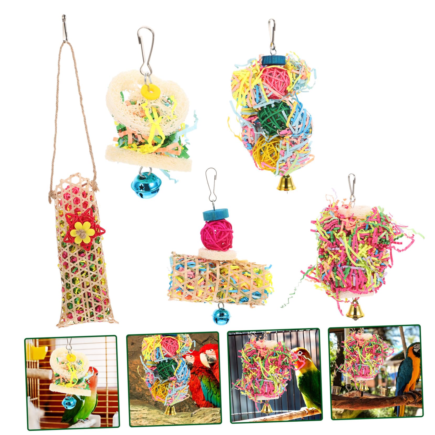 BESPORTBLE 2sets Giocattoli Da Masticare Appesi Per Pappagalli Giocattoli Creativi Per Uccelli Accessori Per Gabbie Attività Di Masticazione e Gioco Per Pappagalli Medi e Grandi