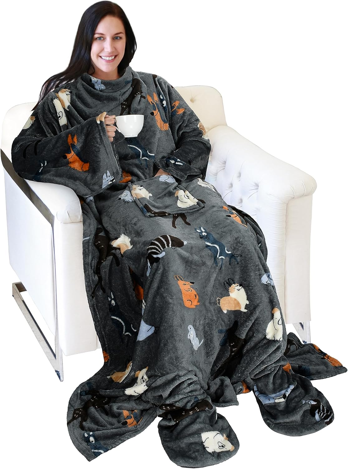 Fleece Wearable Blanket For Women Microfiber Warm Soft TV Blanket Gift - Picture 51 of 132