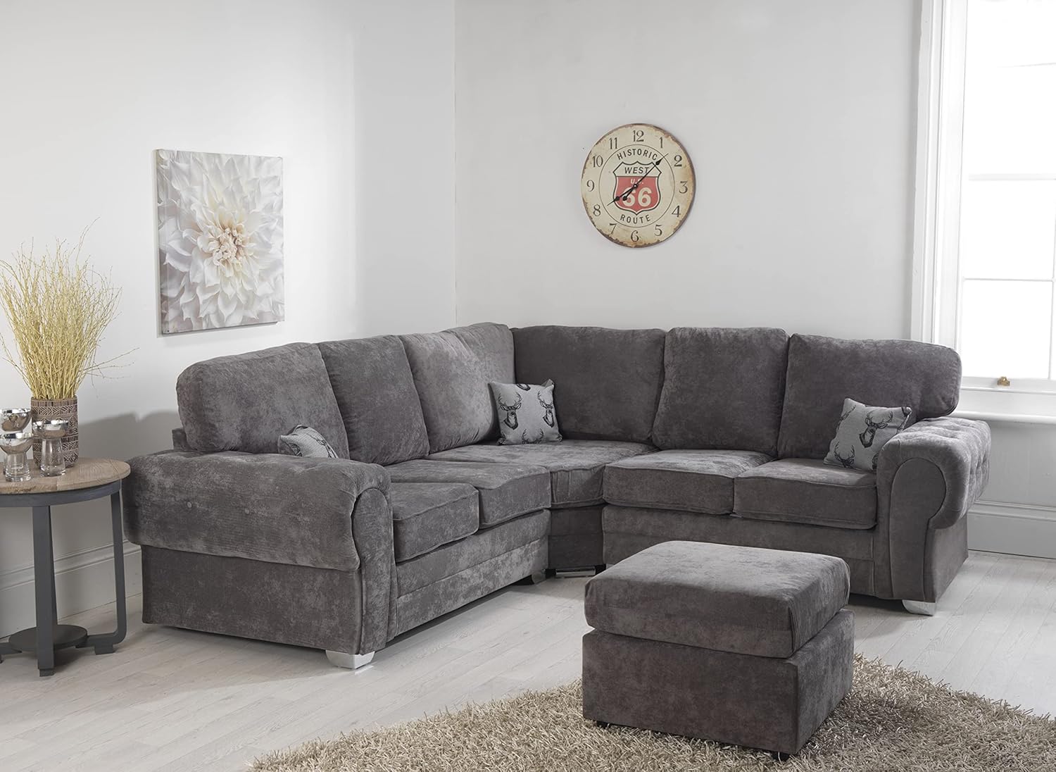 Sofa Experts Luxury Verona Grey Fabric Sofa Set 2 Seater, 3 Seater