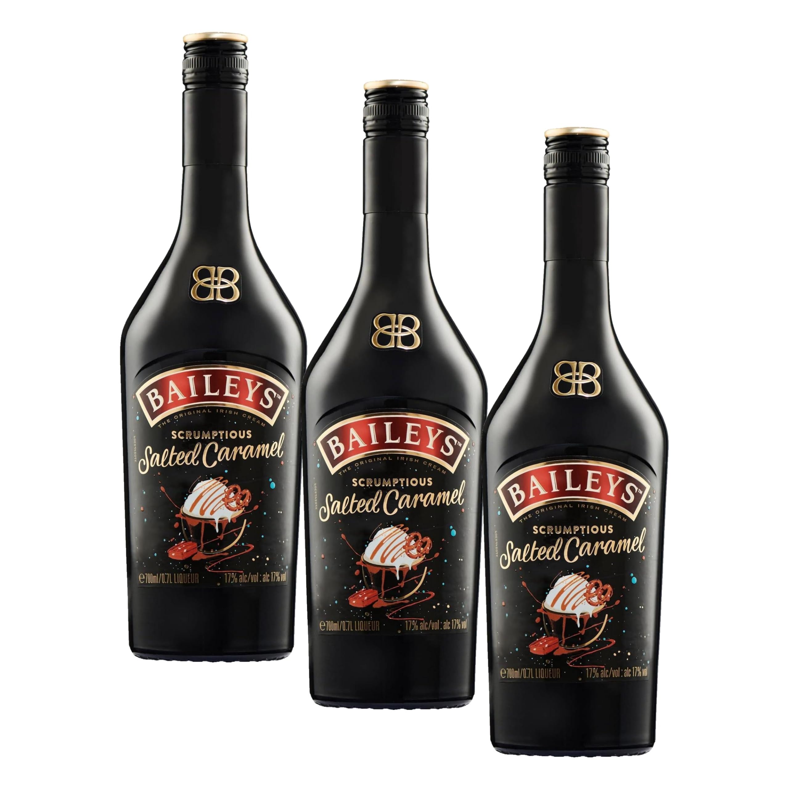 Baileys Salted Caramel, licor de crema de whisky irlandesa con certificación B-Corp, 700 ml (Paquete de 3)