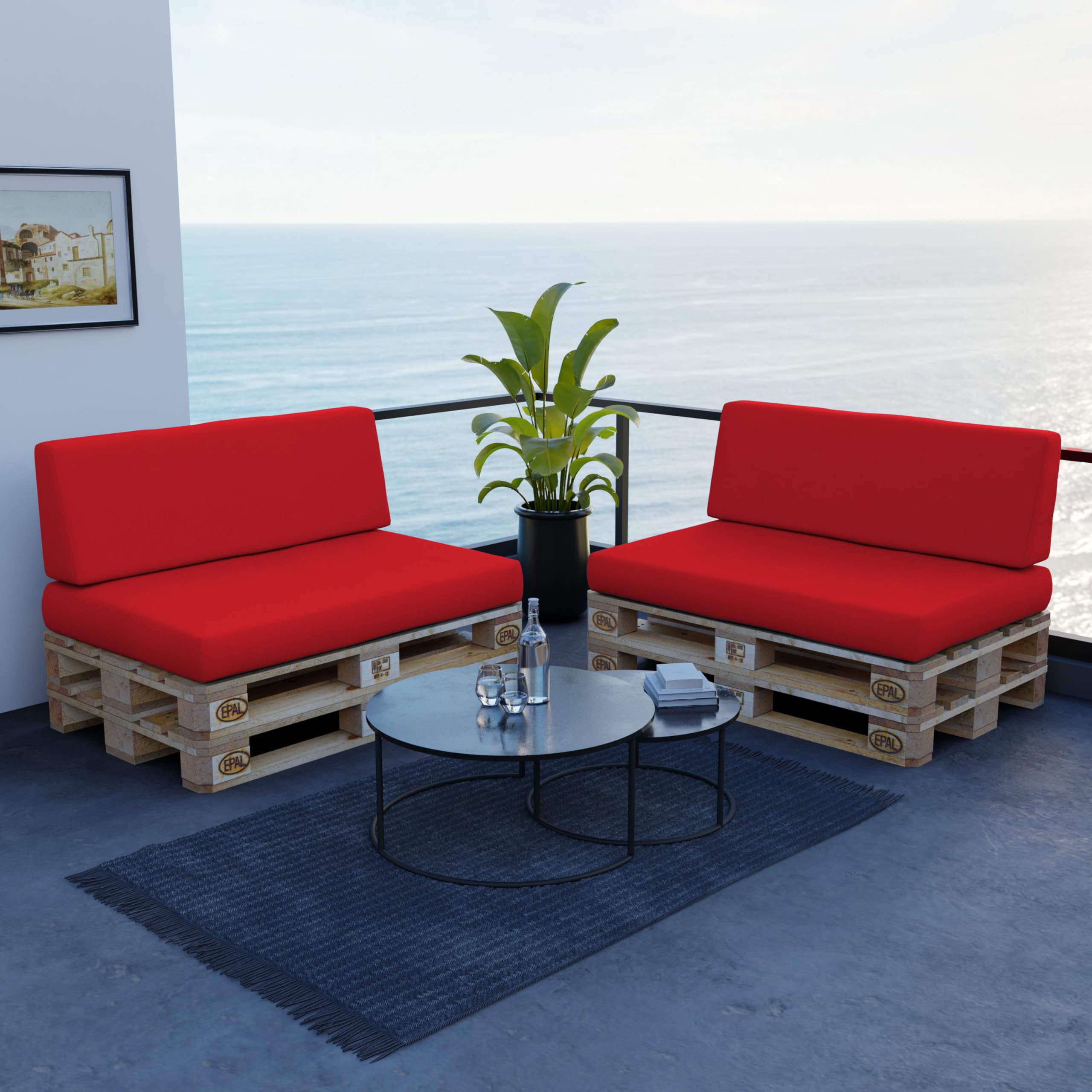 Set Cuscini Per Europallet 2 Pezzi - Verde, Schiuma Fredda Per Interno/Esterno