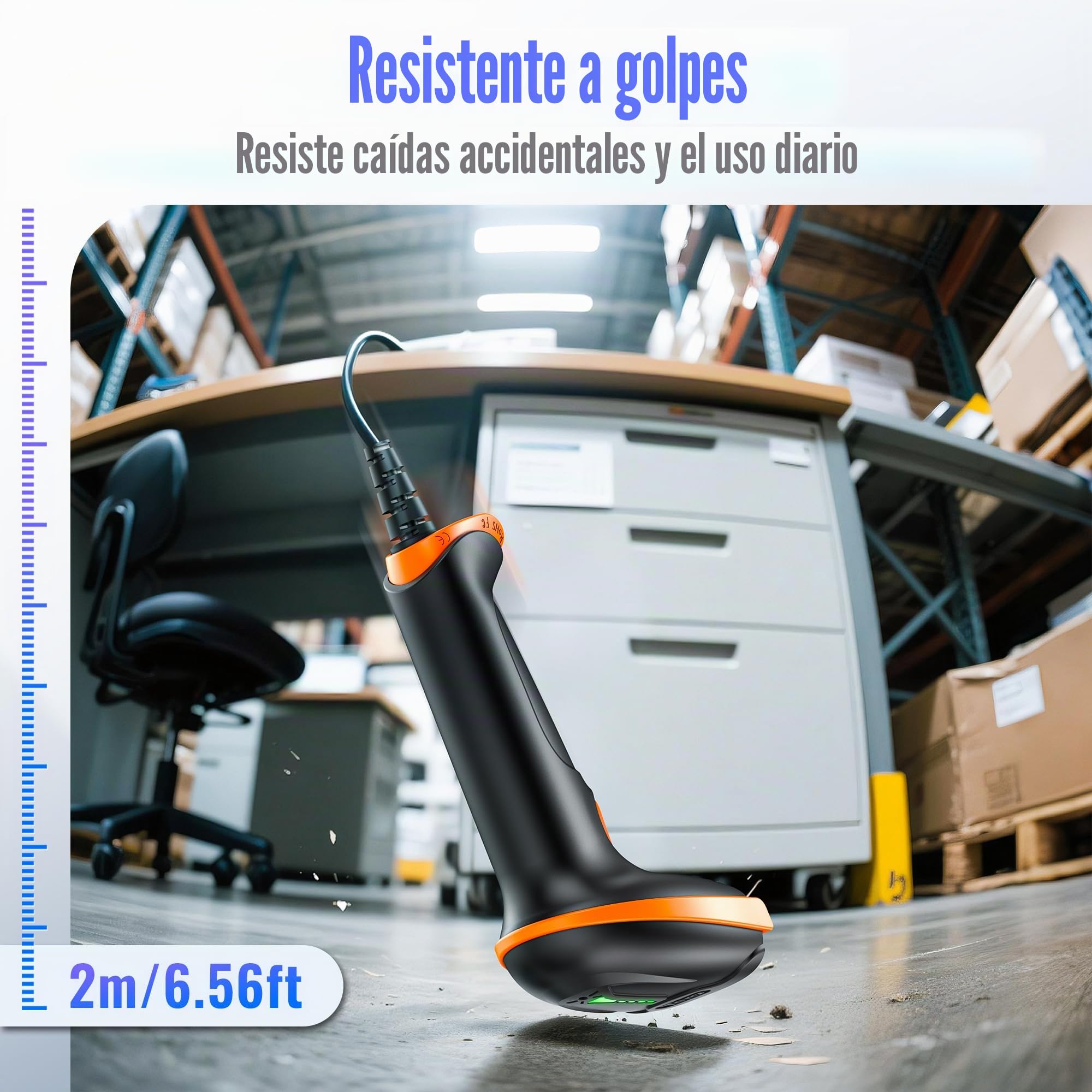 Tera Barcode Scanner 2D USB con Cable: Mango Ergonómico Plug&Play D5100Y | Protección IP54, CMOS rolling 640*480, lector 1D 2D QR, prefijo/sufijo, caja almacén escuela, PC móvil