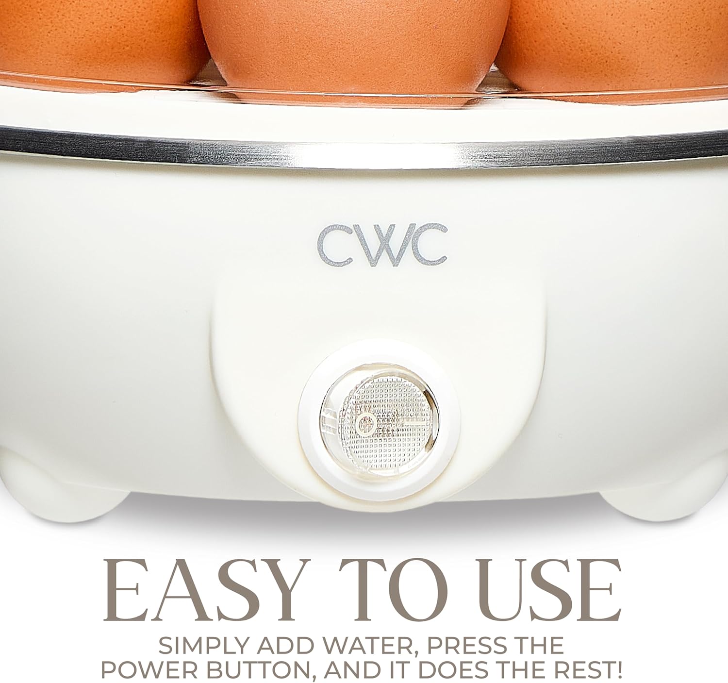 COOK WITH COLOR 350W Electric Double Layer Egg Cooker - Egg Boiler for Hard Boiled, Soft Boiled, and Omelettes, 6.1x6.1x5.5, Cream