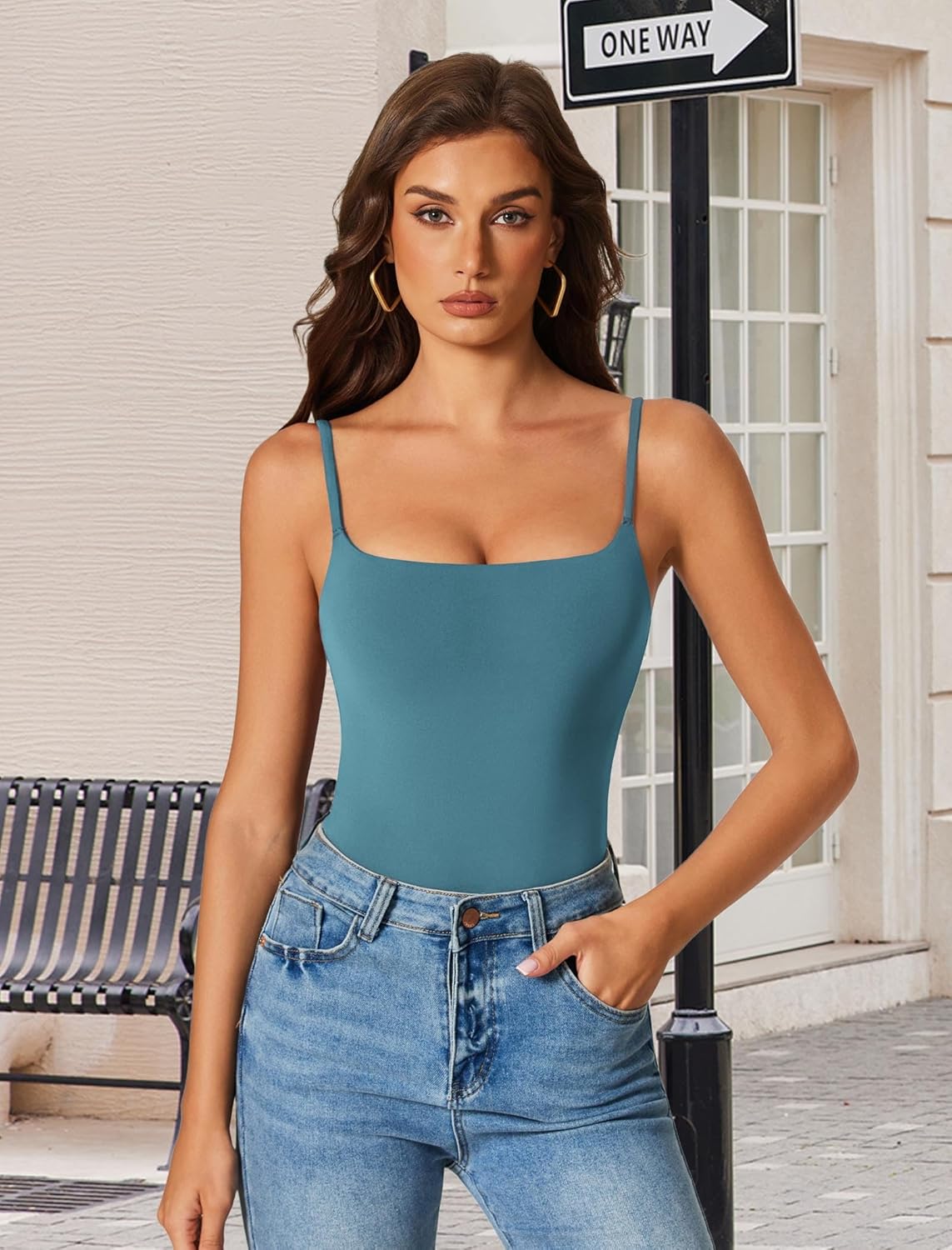 Avidlove Tank Top Bodysuit for Women Square Neck Double Lined Body Suits One Piece Thong Basic Summer Cami Tops - Image 2