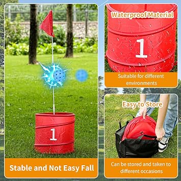 WodGod 3 Pcs Backyard Golf Outdoor Game with 2 Clubs - Outdoor Golf Yard Game for Adults and Family, Beach, Camping, Lawn, Park