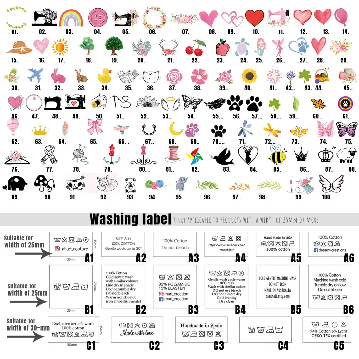 20/50/100pcs Personalized Clothing Labels, Sew Twill Labels