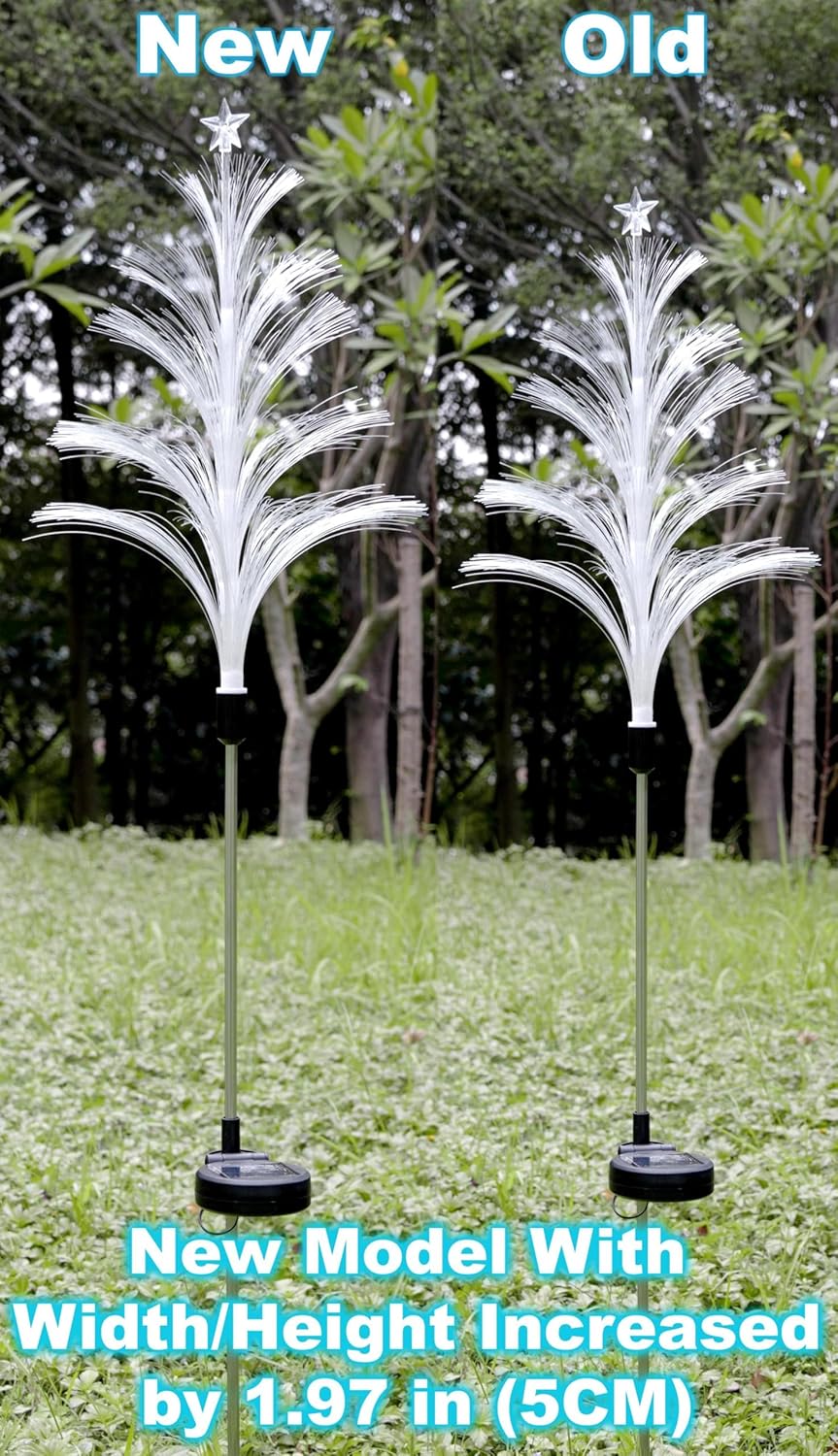 Solar Christmas Trees Decorations Lights Outdoor Waterproof and Snow Proof Solar Christmas Tree Jellyfish Lights 5 Layer Optical Fiber 7 Color Changing for Pathway Lawn Patio Outside Decorative, 3PCS