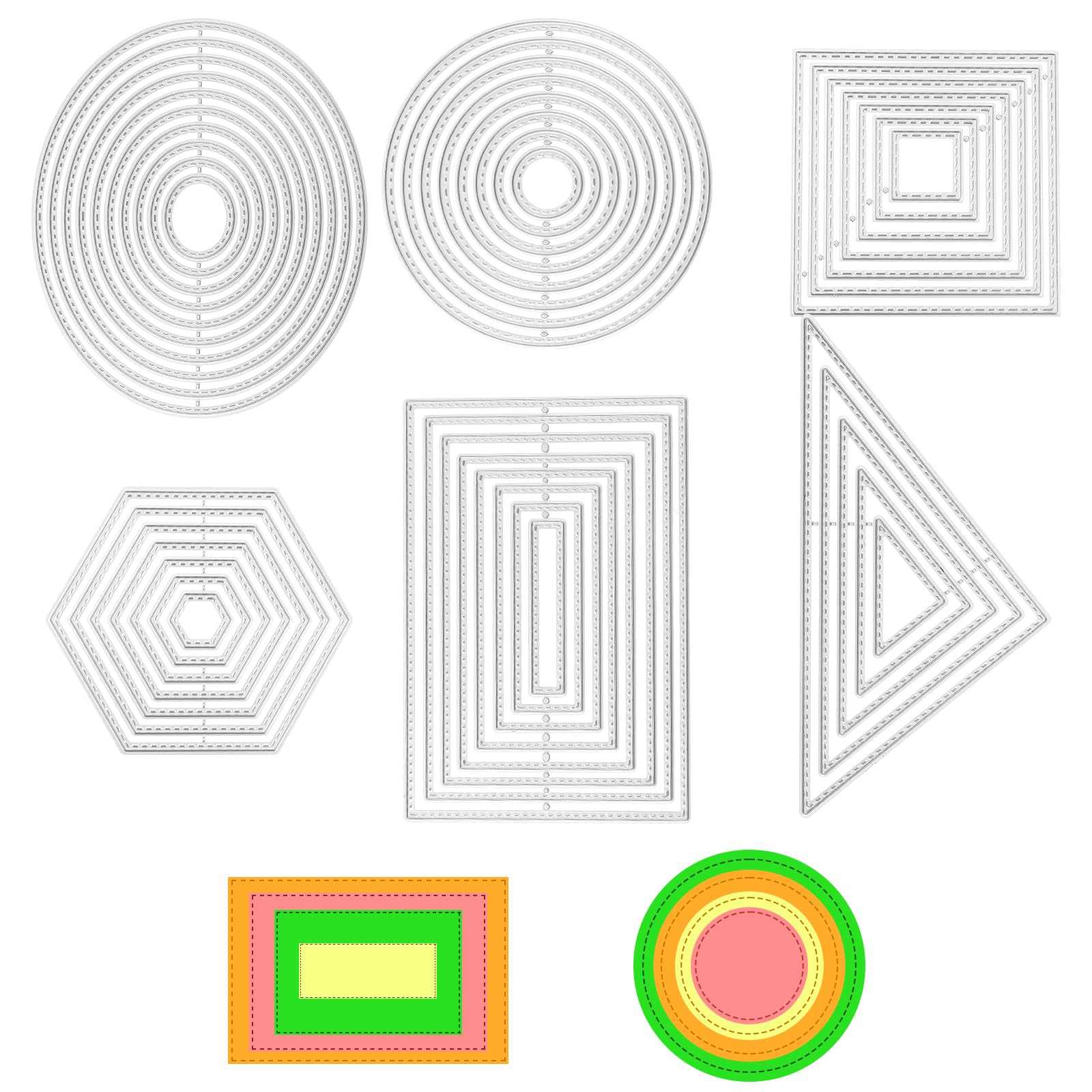 6 PCS Metal Cutting Dies Stencil Set Dies Cuts Polygon Embossing Tools Carbon Steel Embossing Stencils Template Card Making Layering Stencils Metal Frame Cutting Dies for DIY Scrapbooking Making