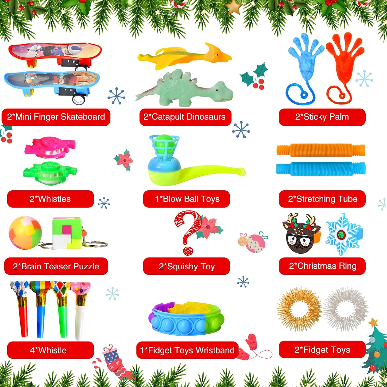 Fidget Advent Calendar, Advent Calendar 2025 for Kids, Christmas Countdown Calendar Sensory Toys for Boys Girls, Xmas Present Party Favor Presents for Toddler Teens