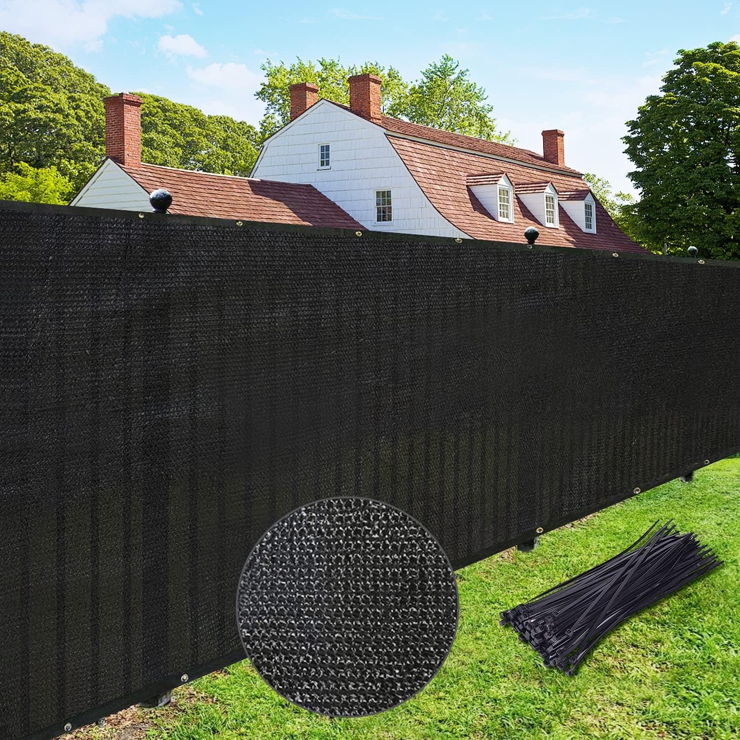UPGRADE Privacy Fence Screen 4'x13' Black Outdoor 90% Visibility Blockage 170 GSM Mesh Shade Cover Panels for Backyard,Balcony,Home Decoration with Zip Ties,Customized Avaliable