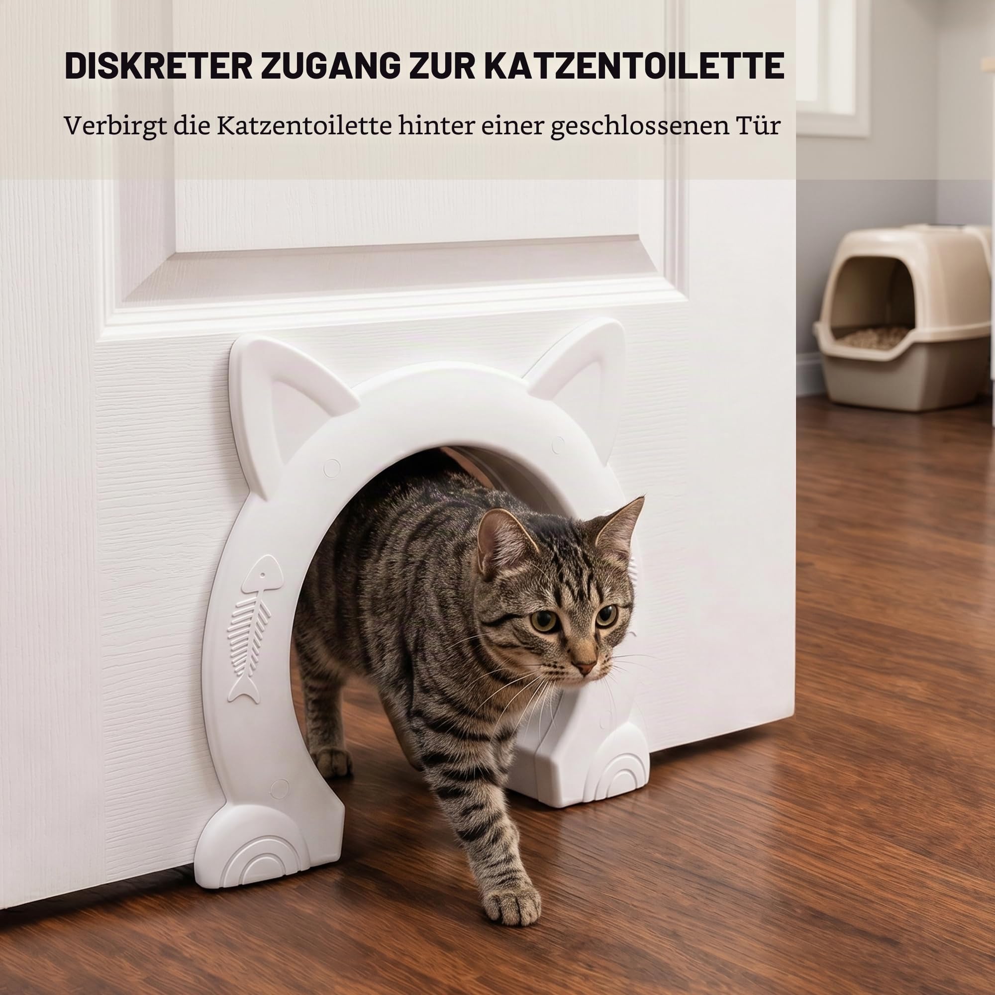 Wordcam XL Große Katzentür Innentür, Katzentür für für den Innenbereich für alle Katzen, Haustiertüren für Katzen, Kätzchen und kleine Hunde (Weiß)