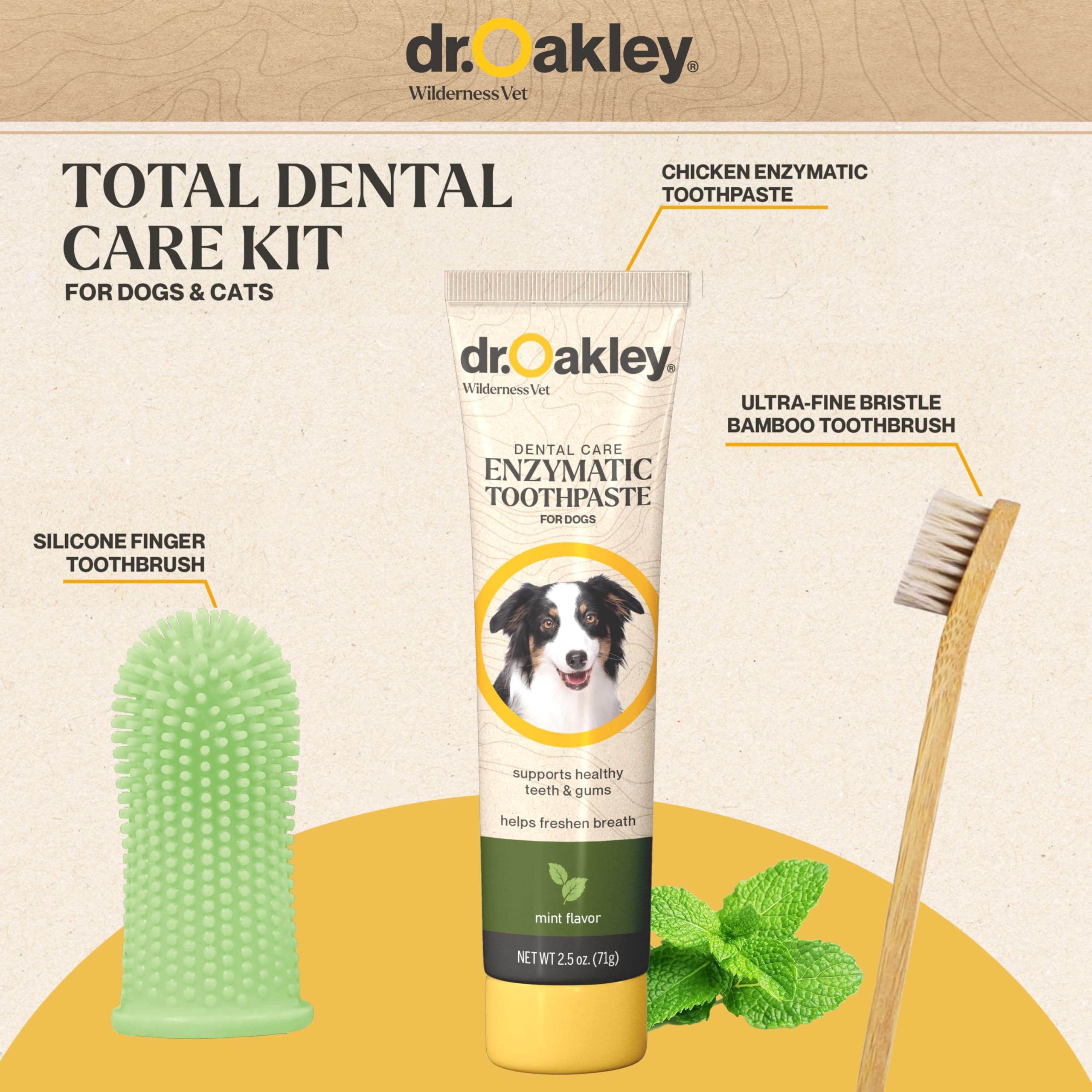 Dog Toothpaste Mint Flavor Enzymatic Dental Kit with Toothbrush & Finger Brush Vet Recommended – 3-Piece Set - image 3