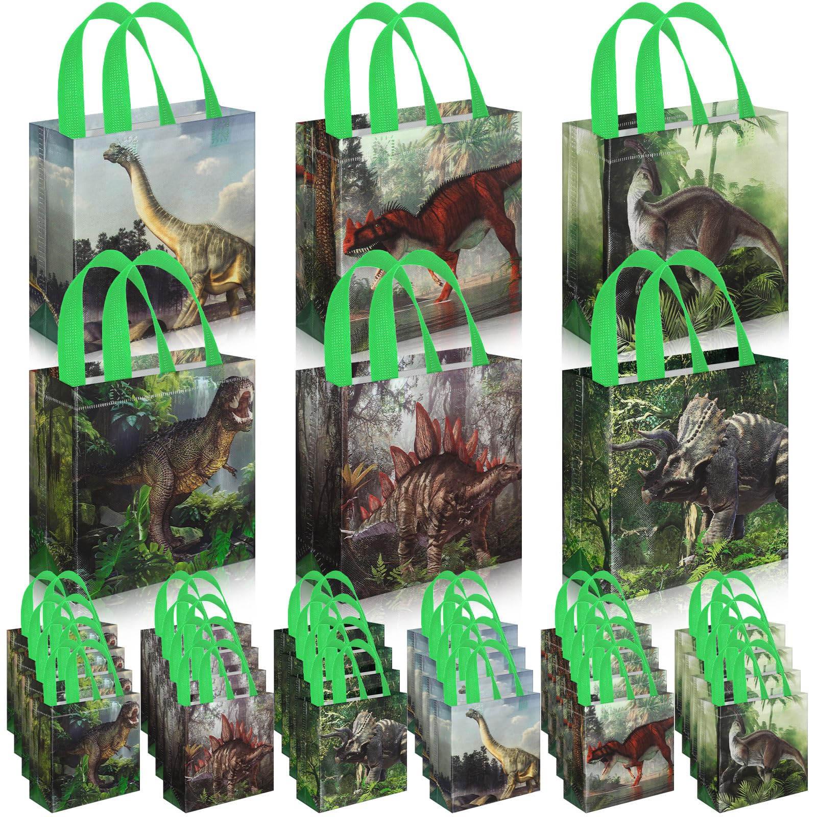 Sweetude 40 Pcs Dinosaur Gift Party Favor Bags with Handle