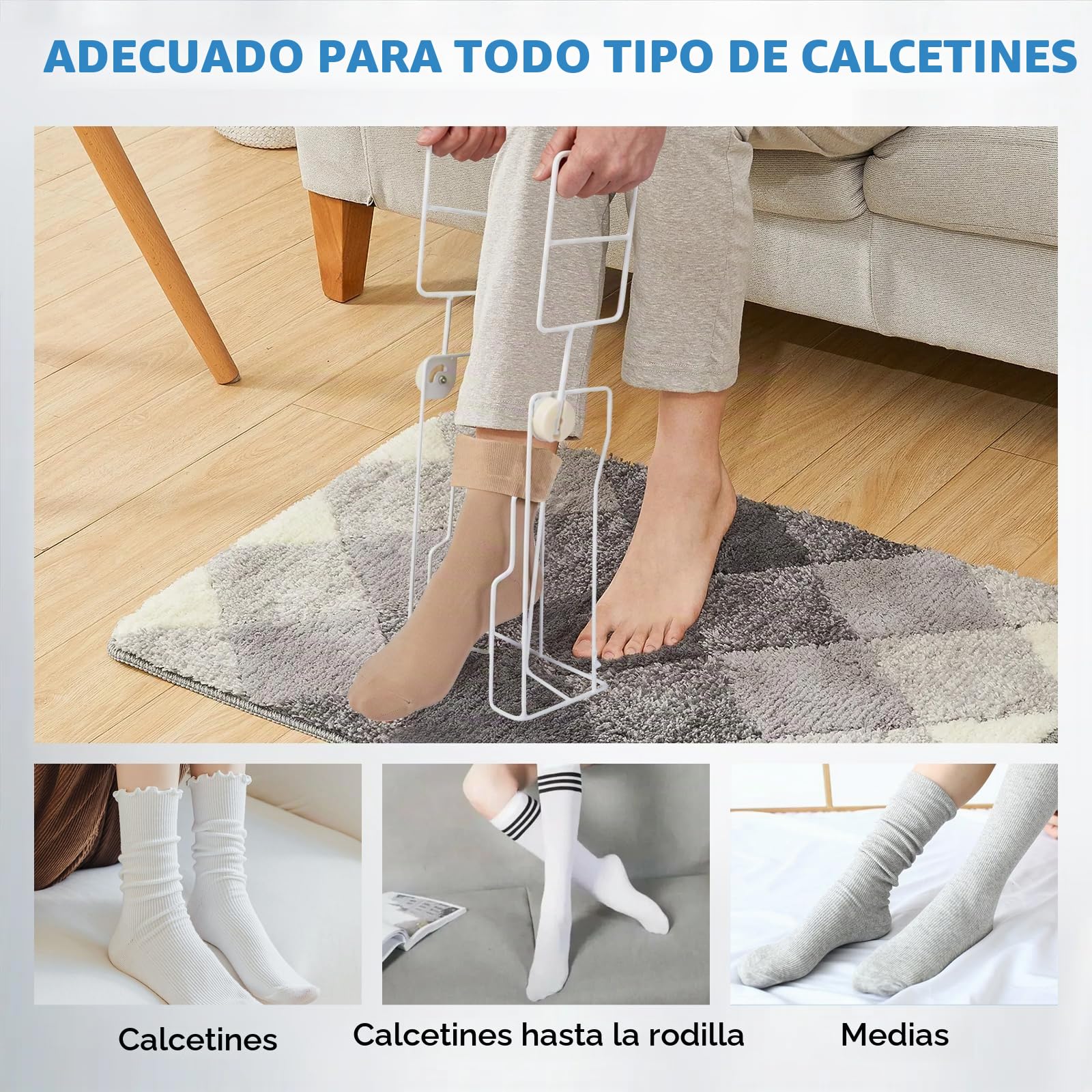 Calzador de calcetines de metal | Ayuda de compresión para medias de compresión con mango alargado, calzador para personas mayores, medias de compresión