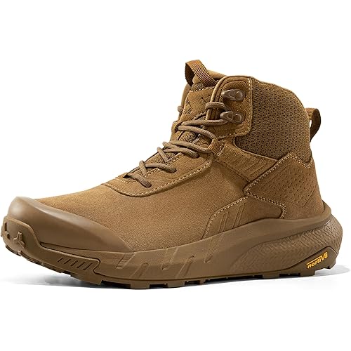 NORTIV 8 Men's Waterproof Military Tactical Work Boots Leather Motorcycle Combat Boots Lightweight Non-Slip Hiking Boots for Men